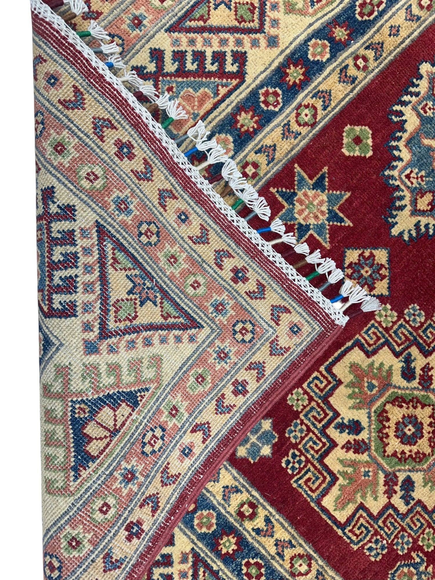 Hand-Knotted Afghani Kazak Wool Rug – 5’7″ x 7’9″