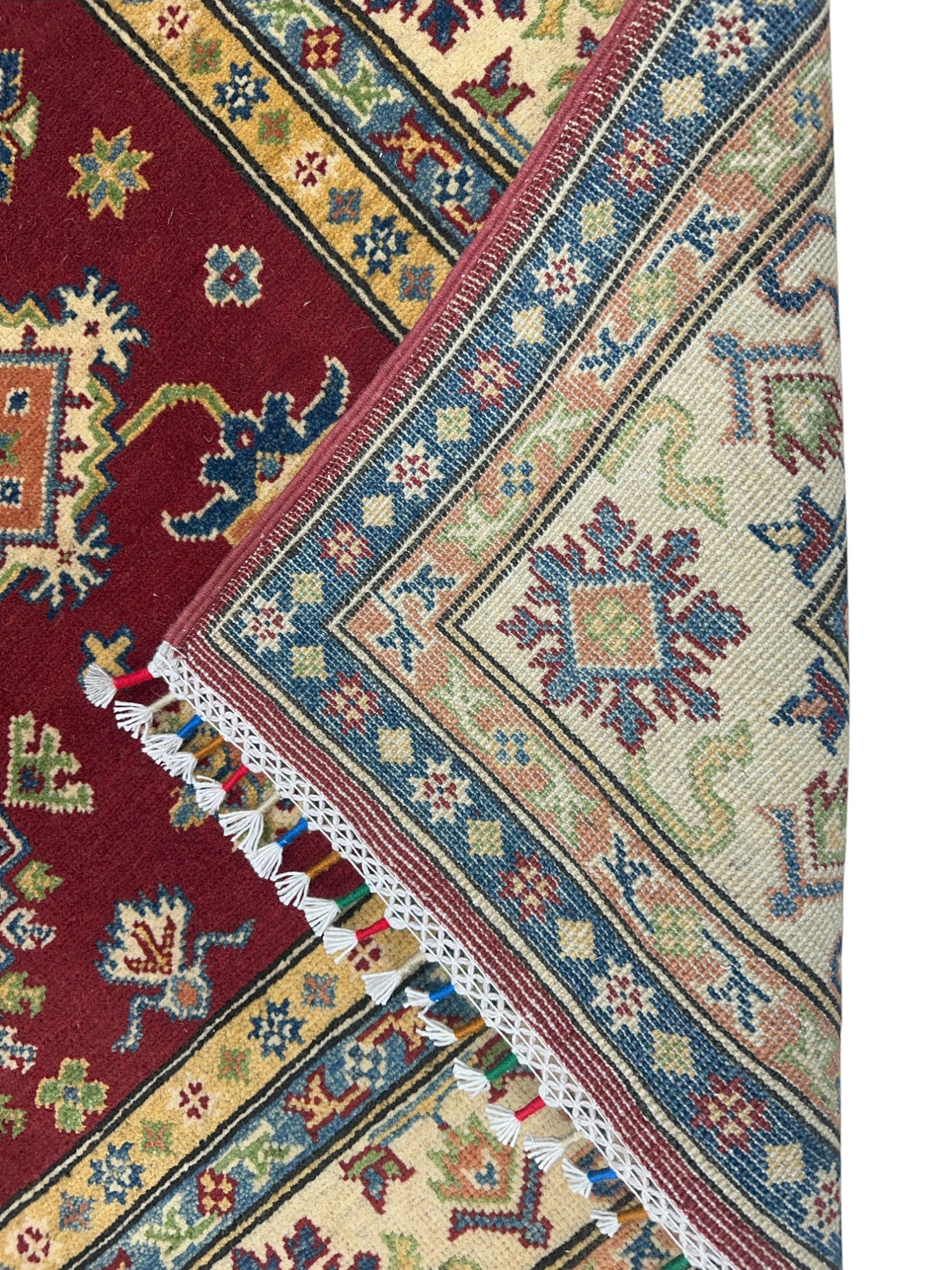Hand-Knotted Afghani Kazak Wool Rug – 5’5″ x 8’0″