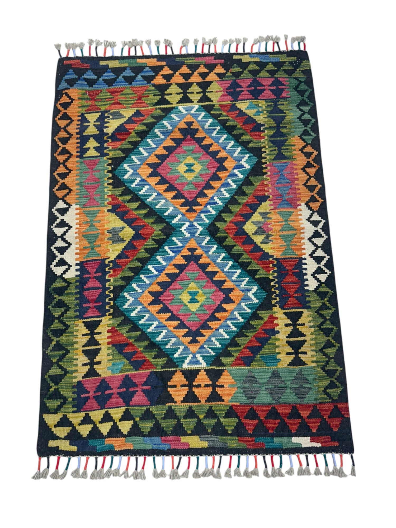 Hand-Woven Afghani Kilim Wool Rug 2'9" x 4'