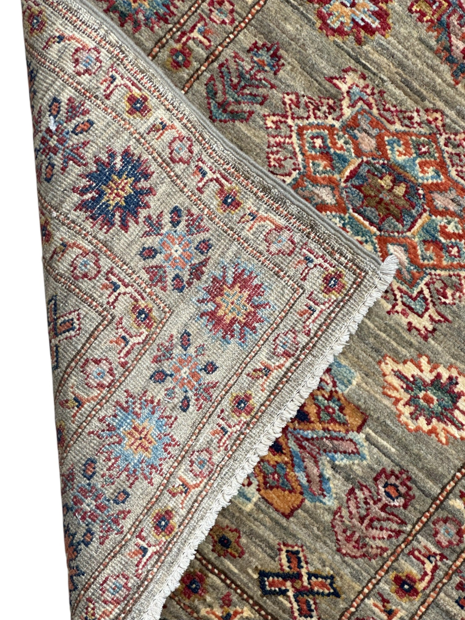 Hand-Knotted Afghani Chobi Super Kazak Wool Rug – 2’7″ x 9’0″