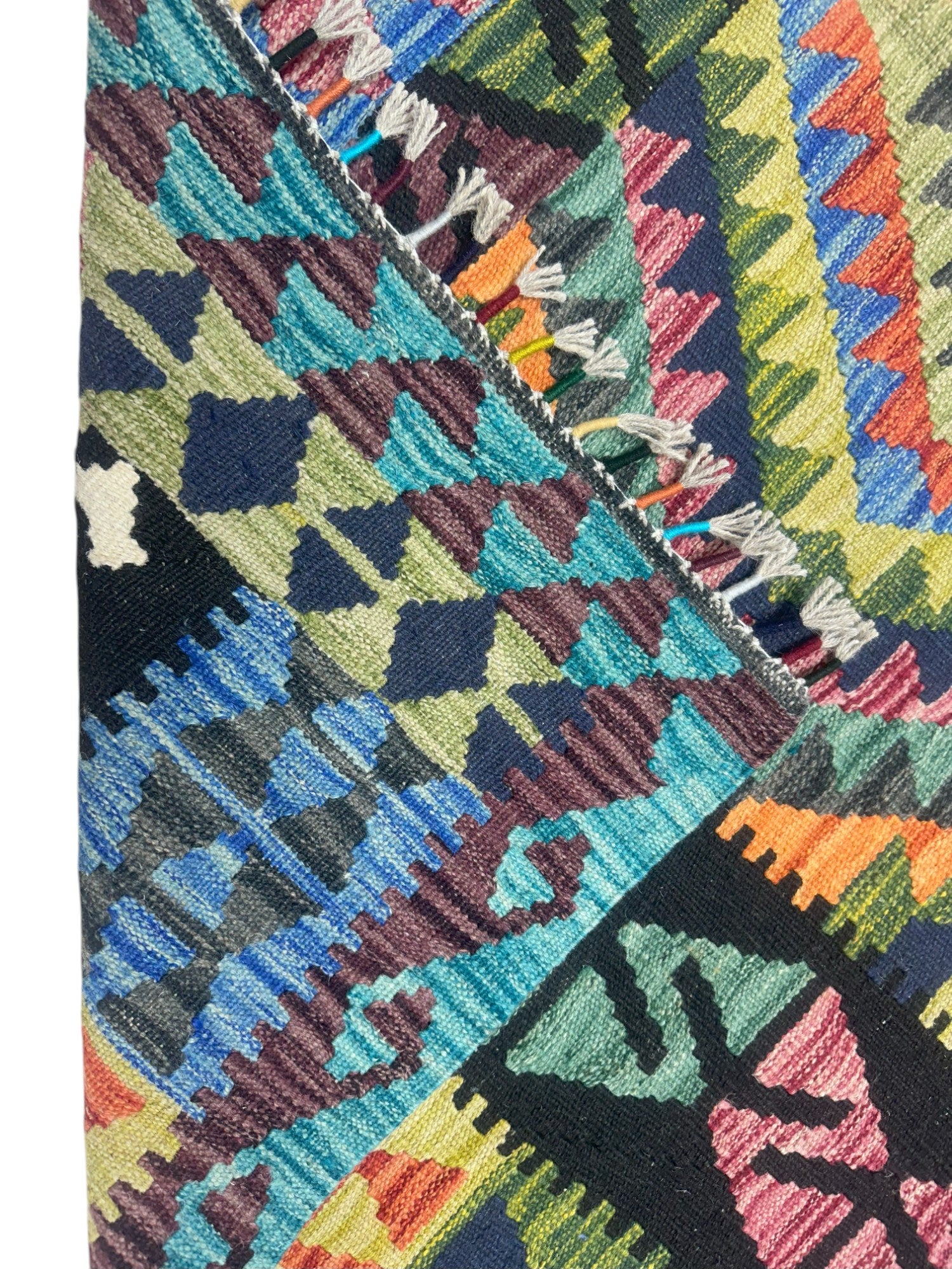 Hand-Woven Afghani Kilim Wool Rug 5' x 6'5"