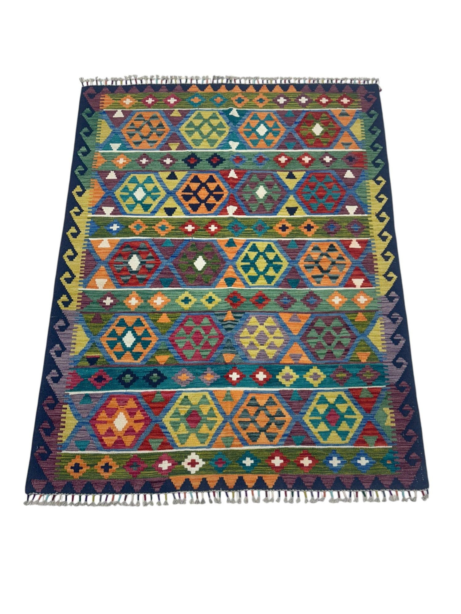 Hand-Woven Afghani Kilim Wool Rug 2'8" x 6'5"