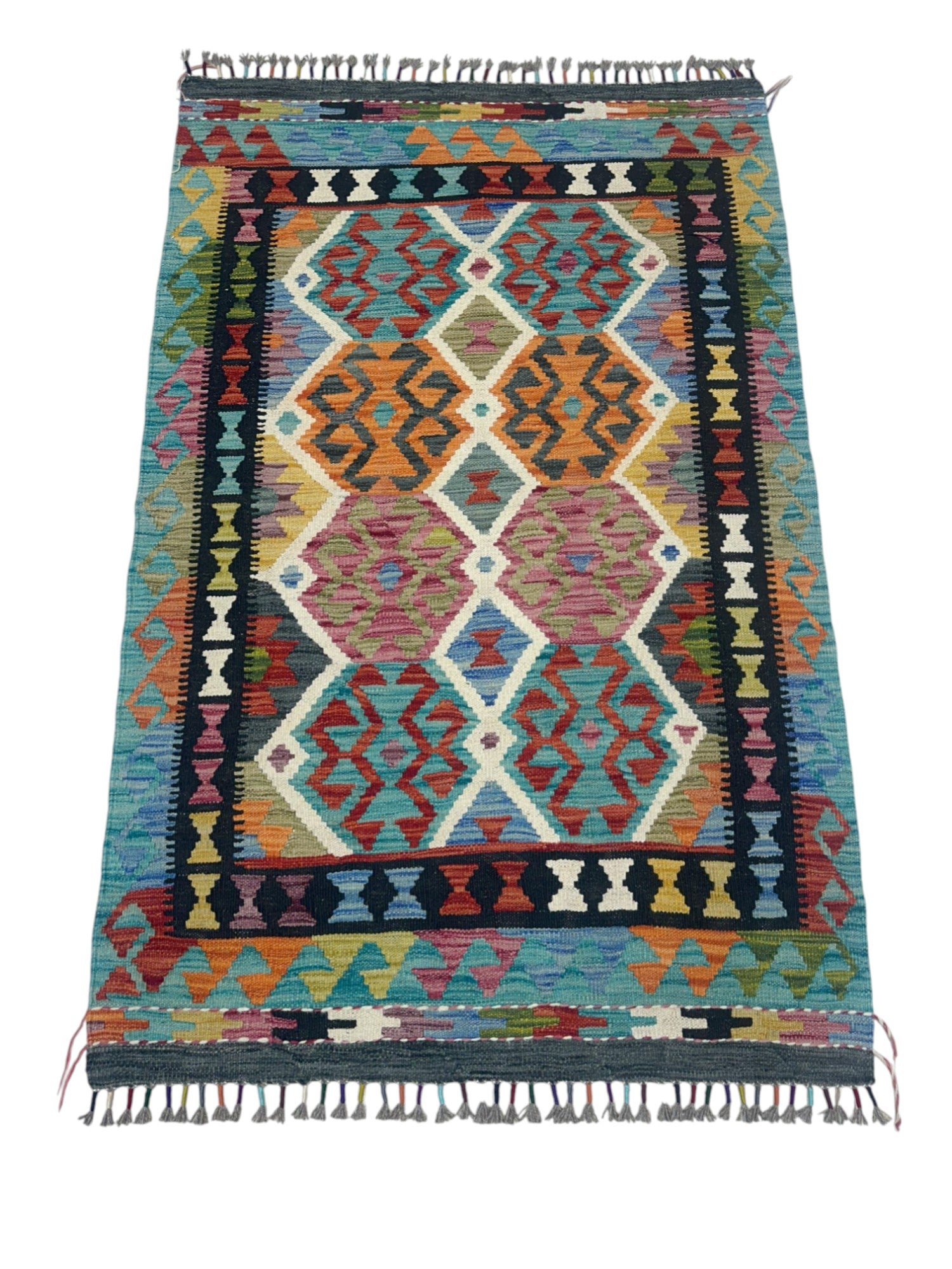 Hand-Woven Afghani Kilim Wool Rug 3'3" x 5'