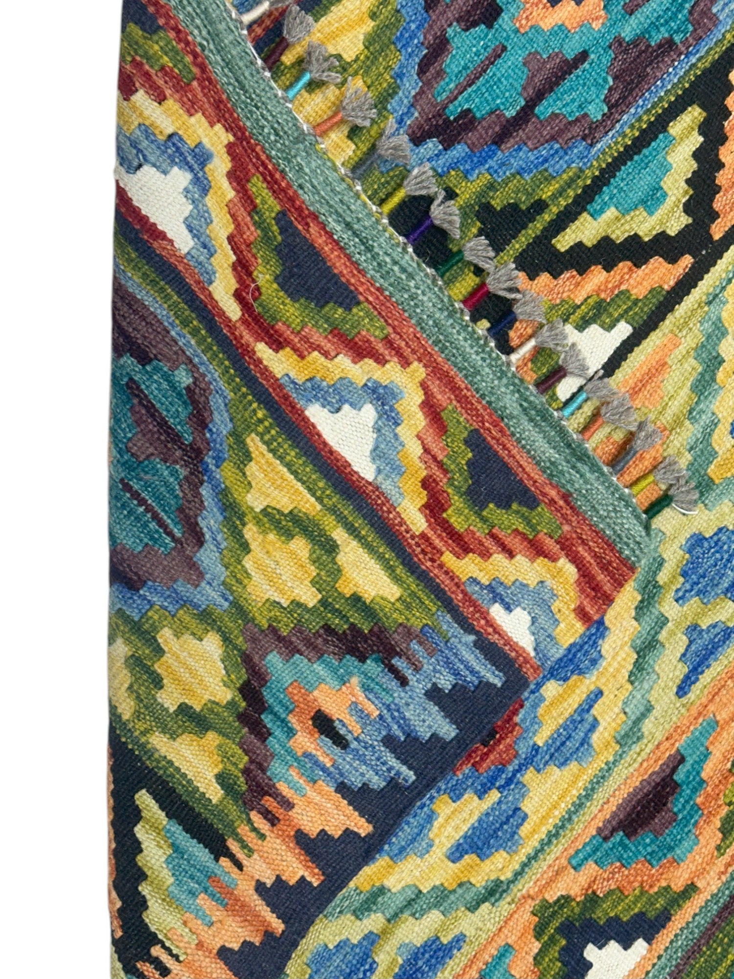 Hand-Woven Afghani Kilim Wool Rug 3'4" x 4'9"