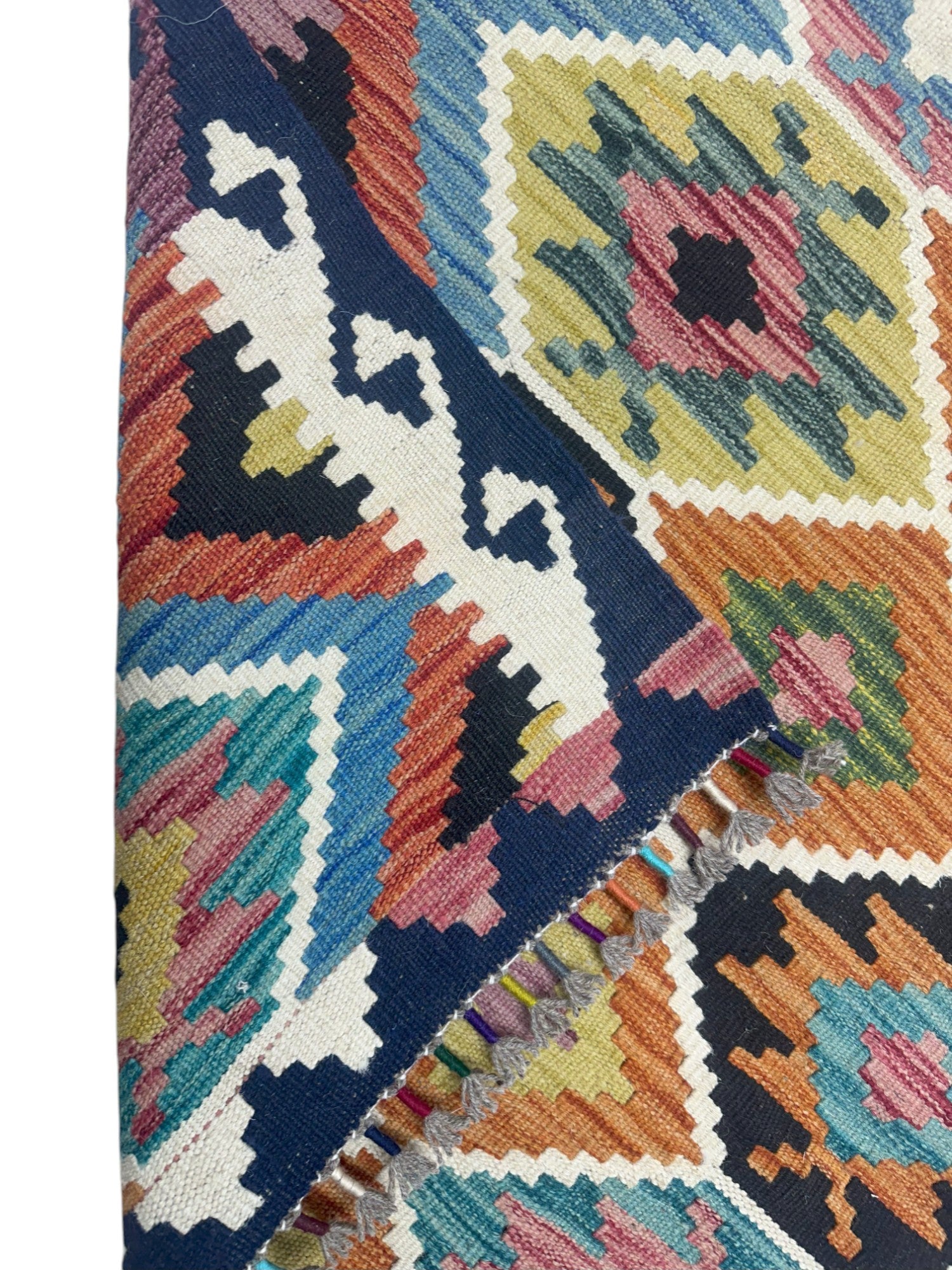 Hand-Woven Afghani Kilim Wool Rug 3'3" x 4'11"