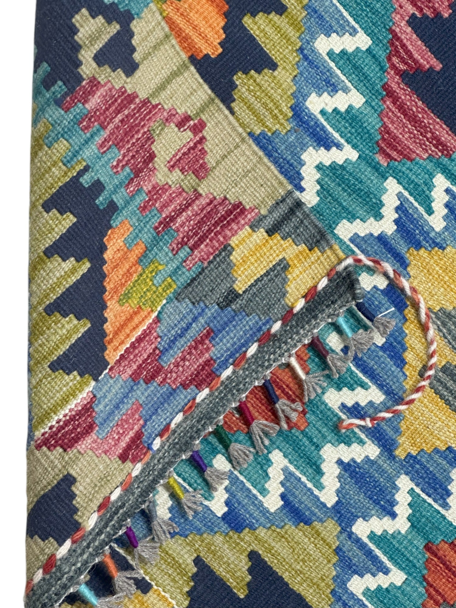 Hand-Woven Afghani Kilim Wool Rug 3’4” x 4’10”