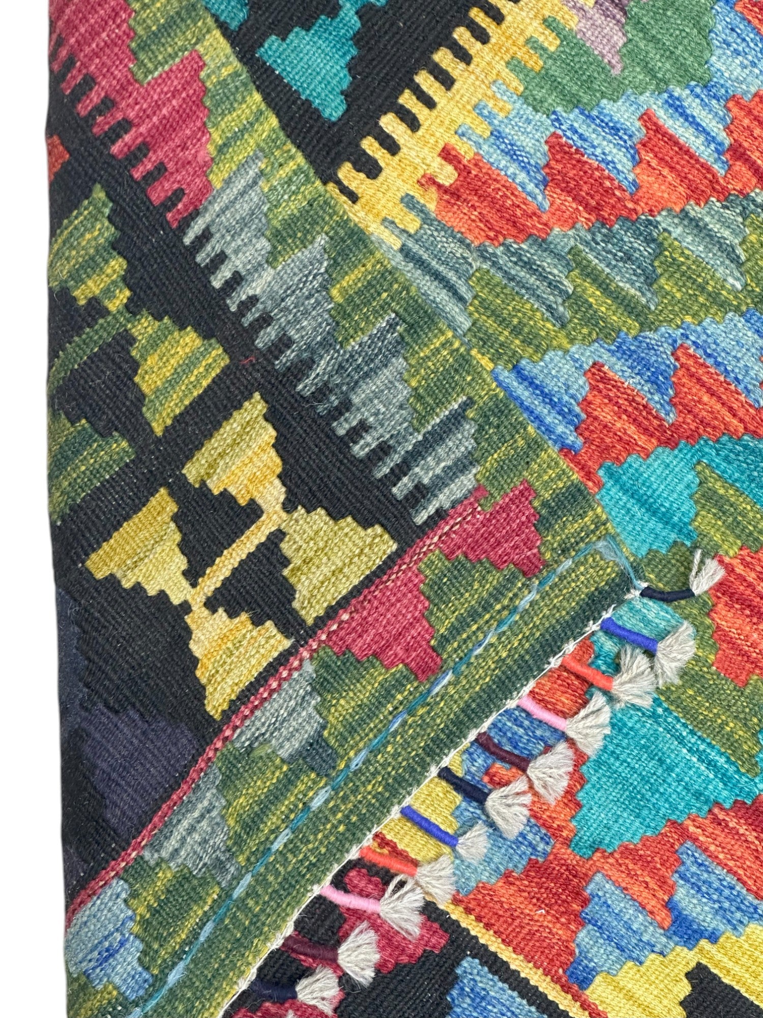 Hand-Woven Afghani Kilim Wool Rug 3'7" x 5'1"