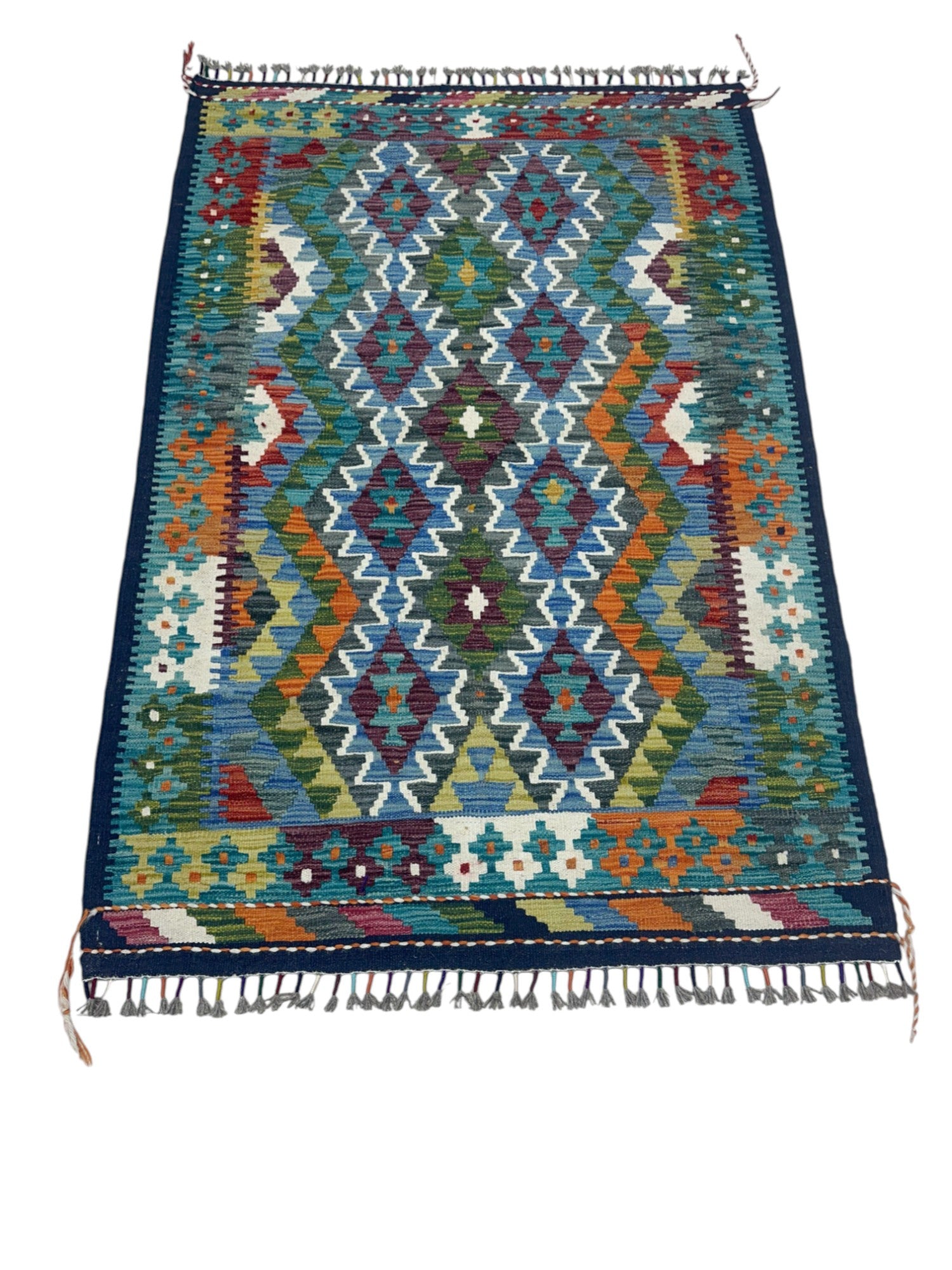 Hand-Woven Afghani Kilim Wool Rug 3'4" x 5'