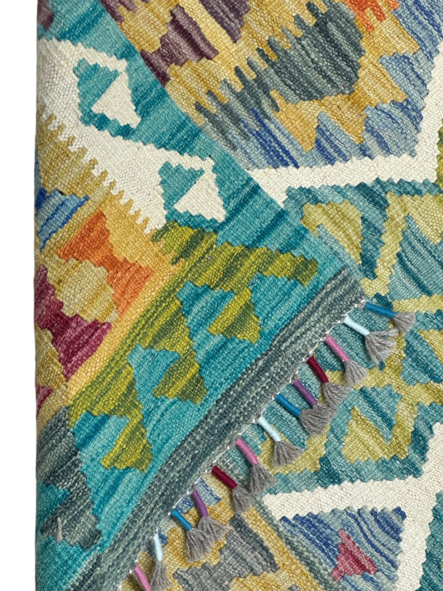 Hand-Woven Afghani Kilim Wool Rug 3'6" x 5'1"