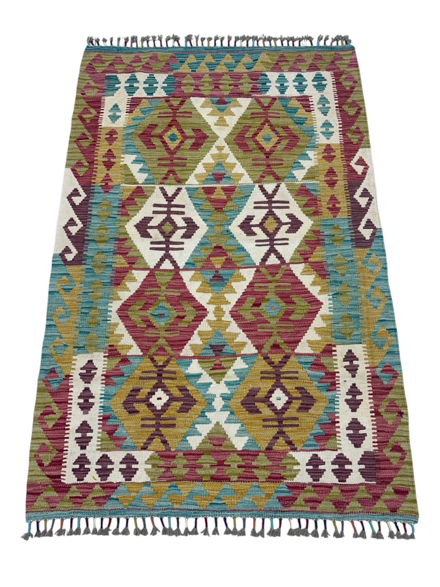 Hand-Woven Afghani Kilim Wool Rug 3'3" x 5'1"