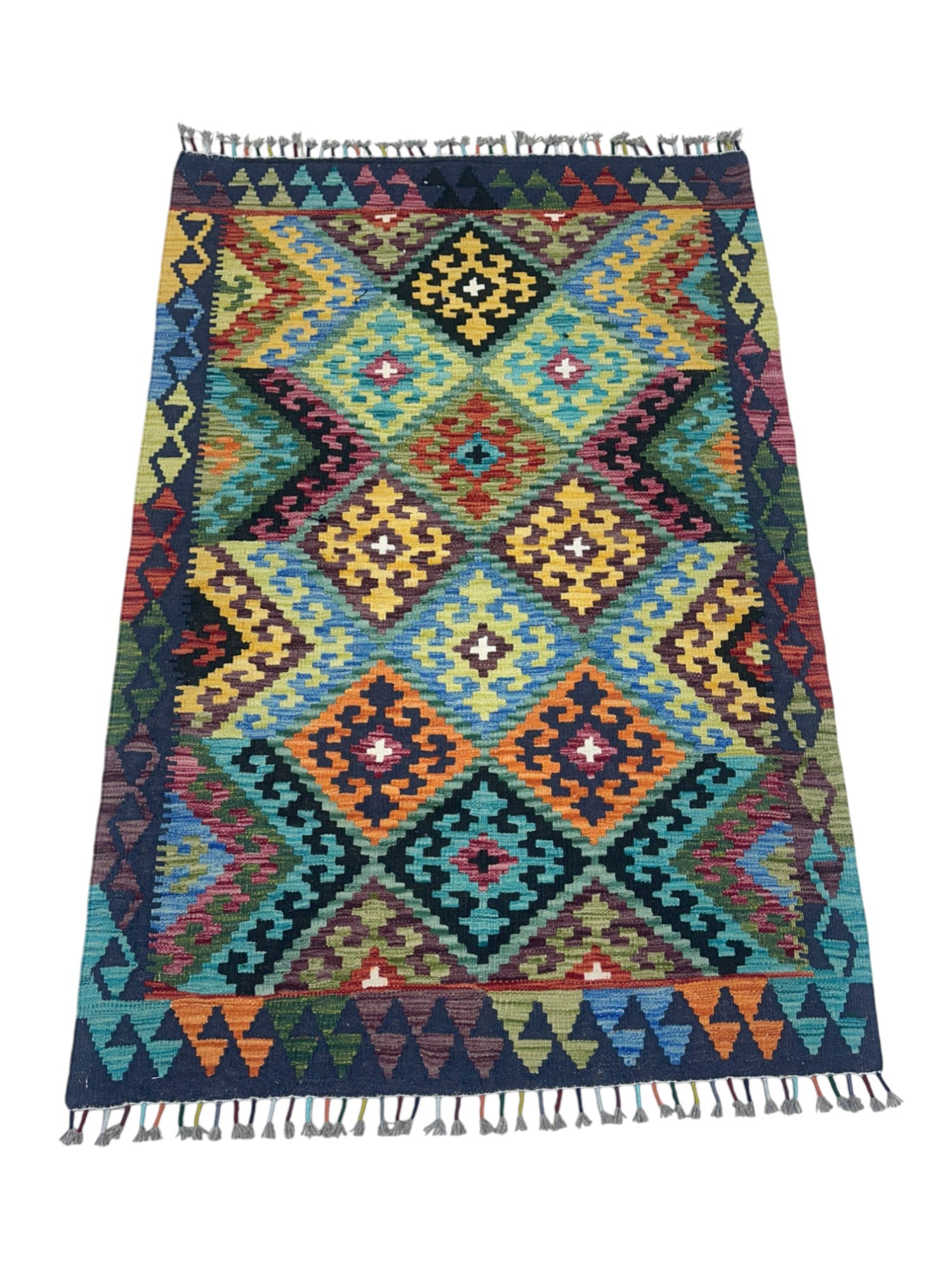 Hand-Woven Afghani Kilim Wool Rug 3'3" x 5'3"