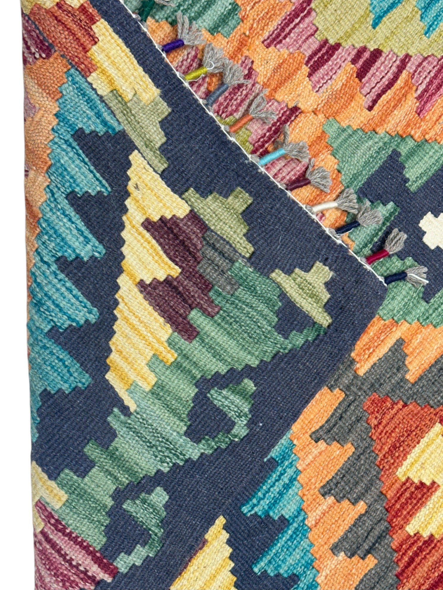 Hand-Woven Afghani Kilim Wool Rug 2'9" x 3'10"
