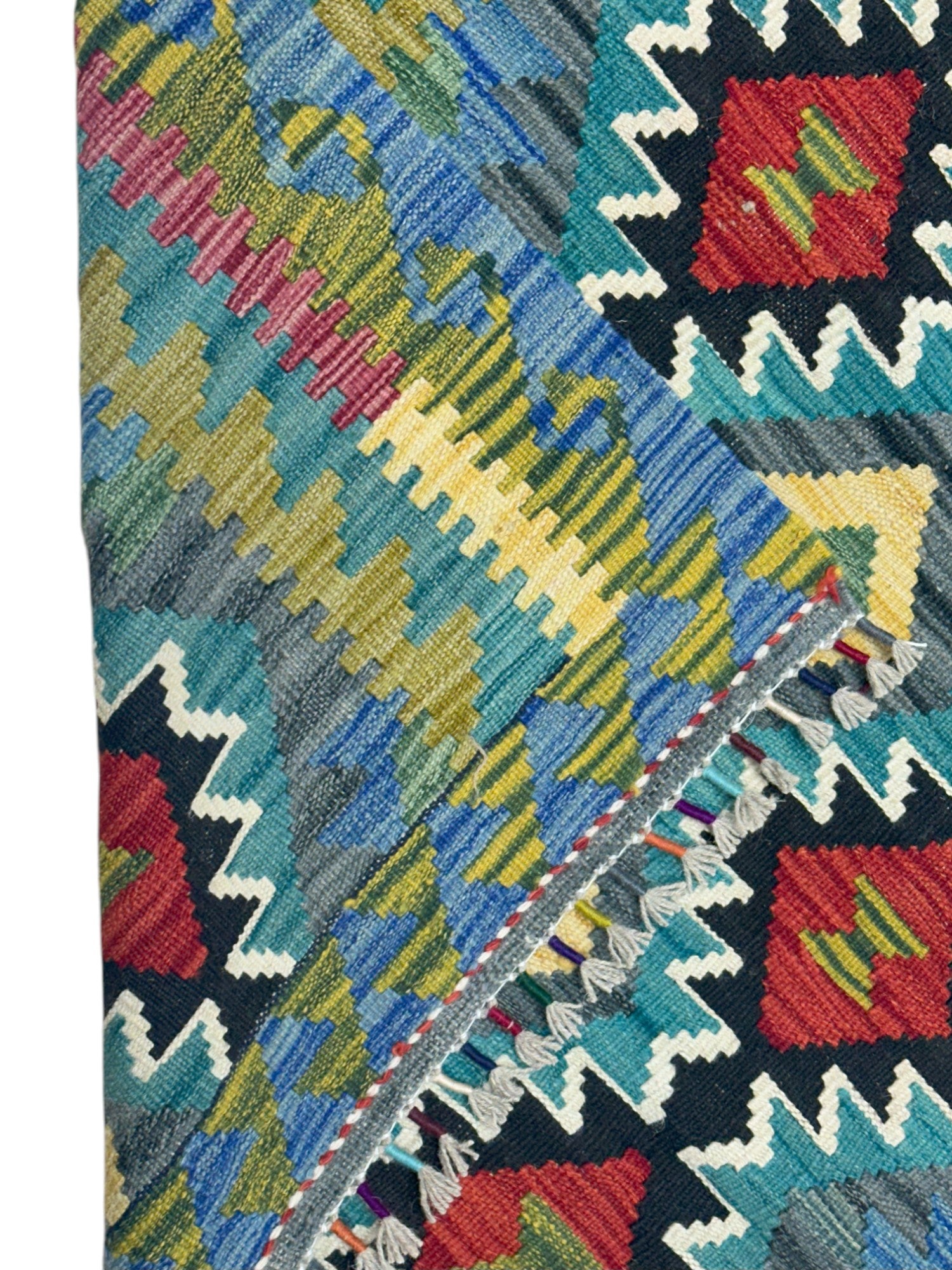 Hand-Woven Afghani Kilim Wool Rug 3'5" x 4'10"