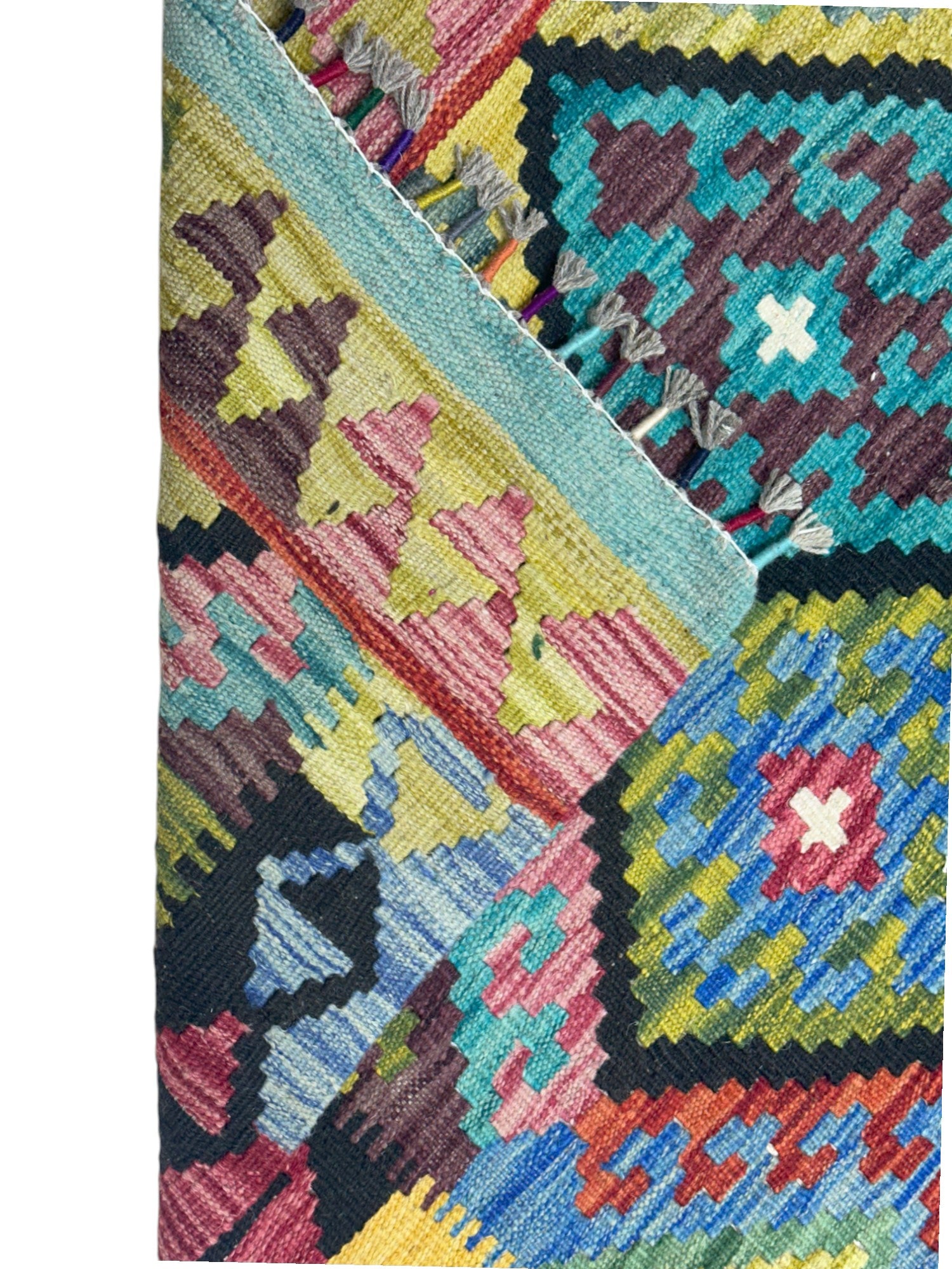 Hand-Woven Afghani Kilim Wool Rug 3'5" x 4'11"