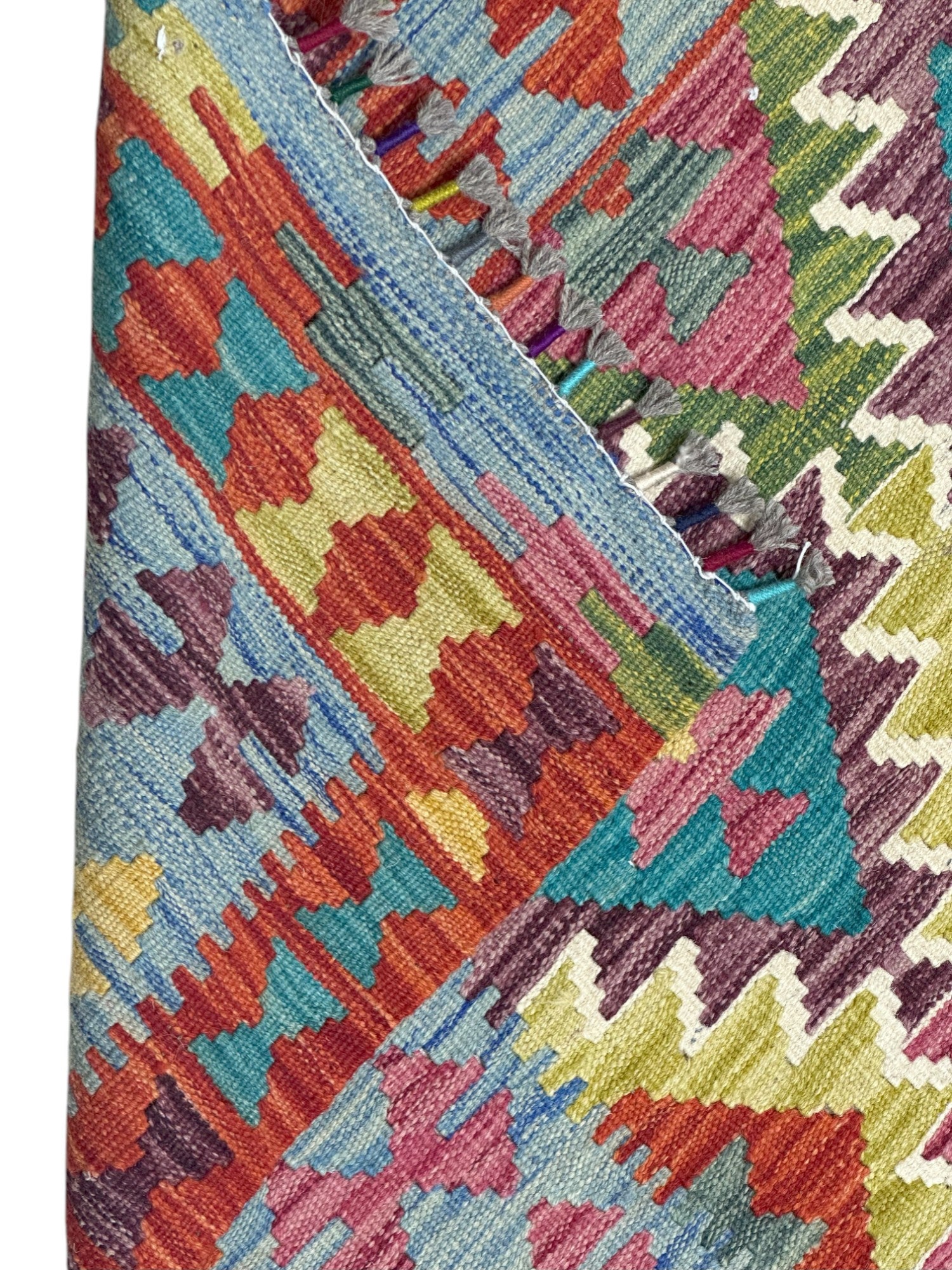 Hand-Woven Afghani Kilim Wool Rug 3'3" x 4'11"
