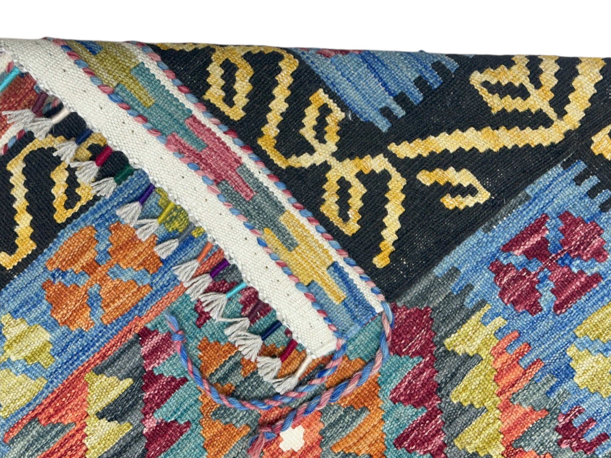 Hand-Woven Afghani Kilim Wool Rug 2'7" x 6'6"