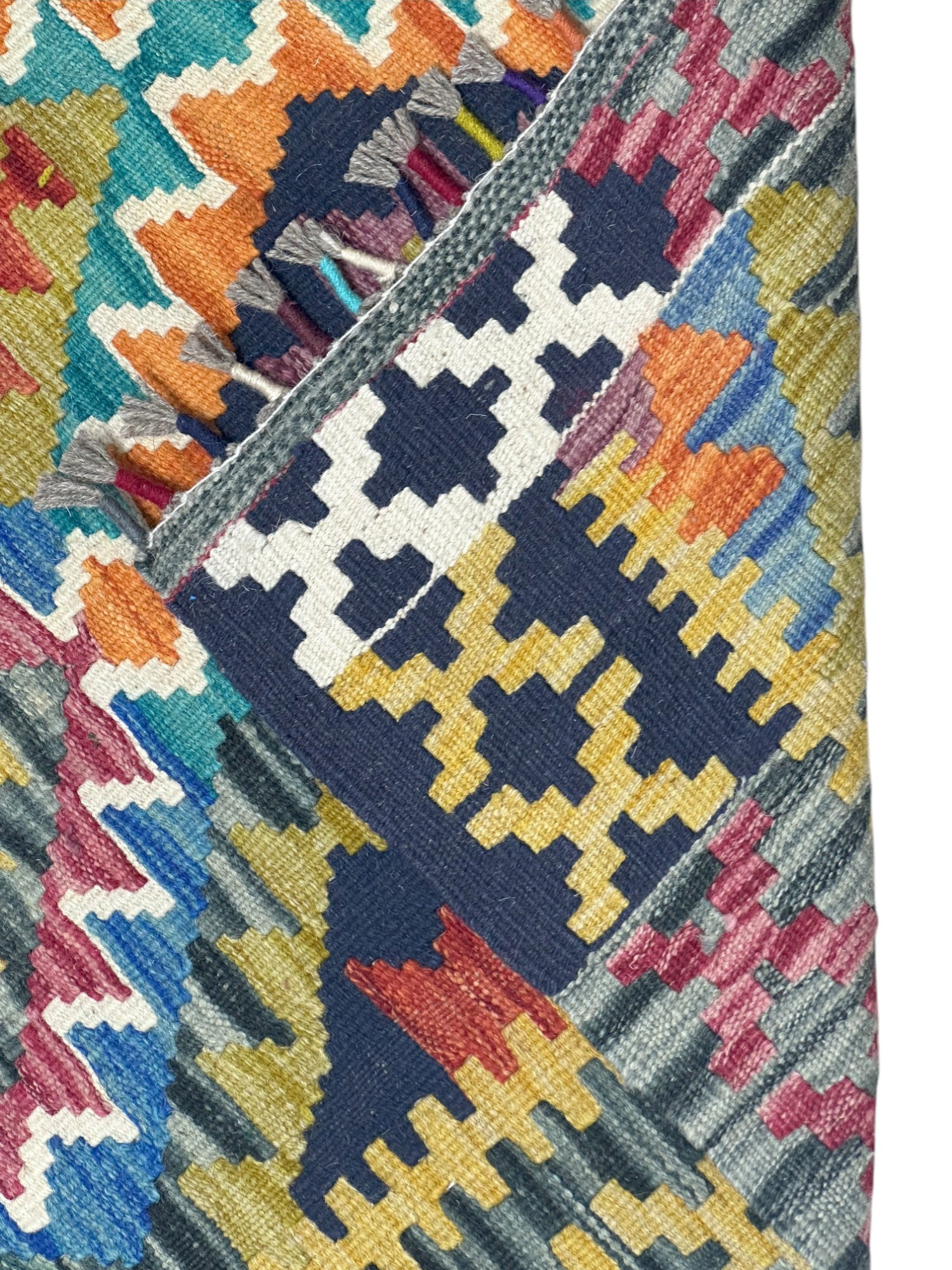 Hand-Woven Afghani Kilim Wool Rug 5'1" x 6'7"