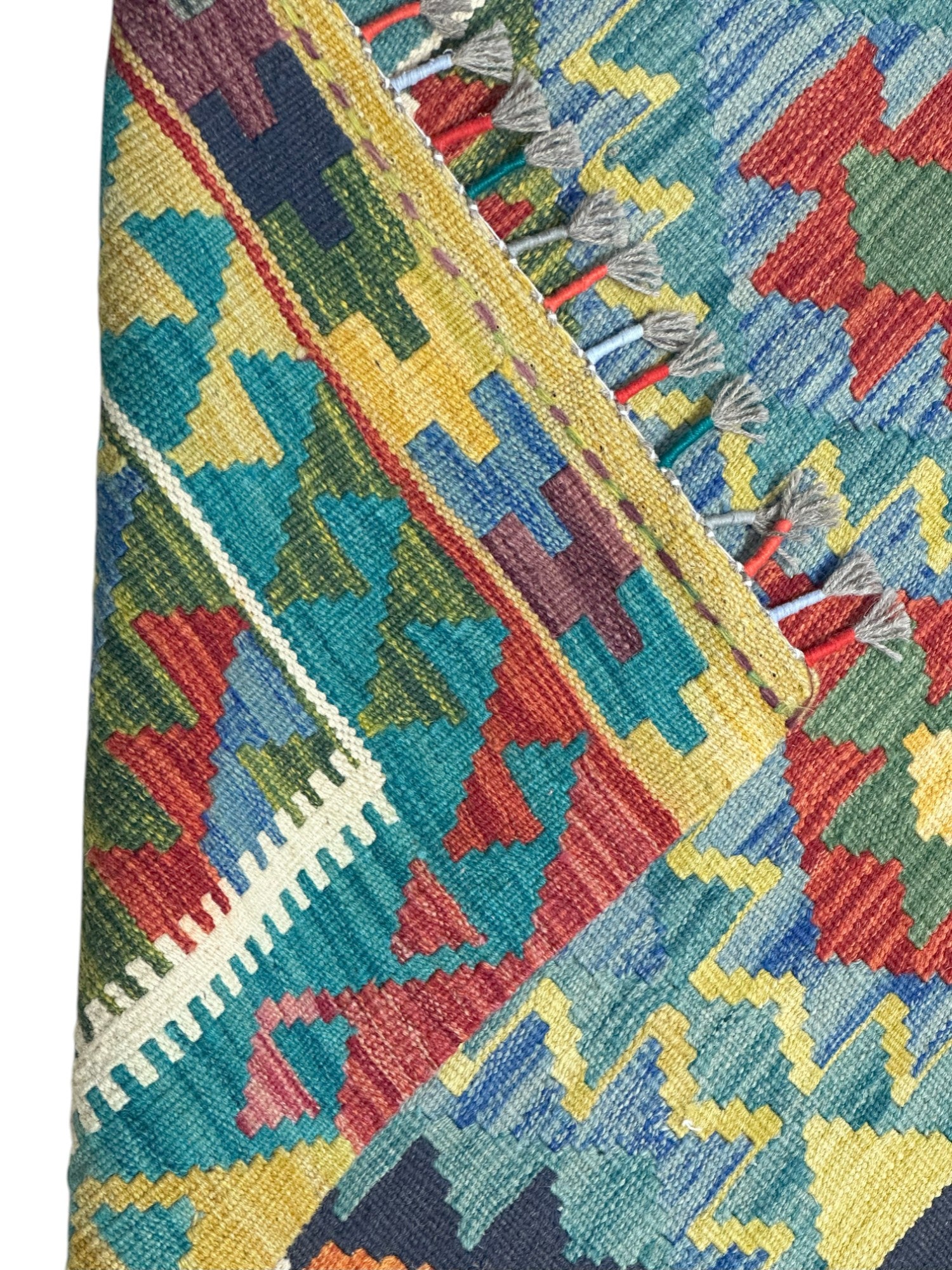 Hand-Woven Afghani Kilim Wool Rug 3'5" x 4'11"