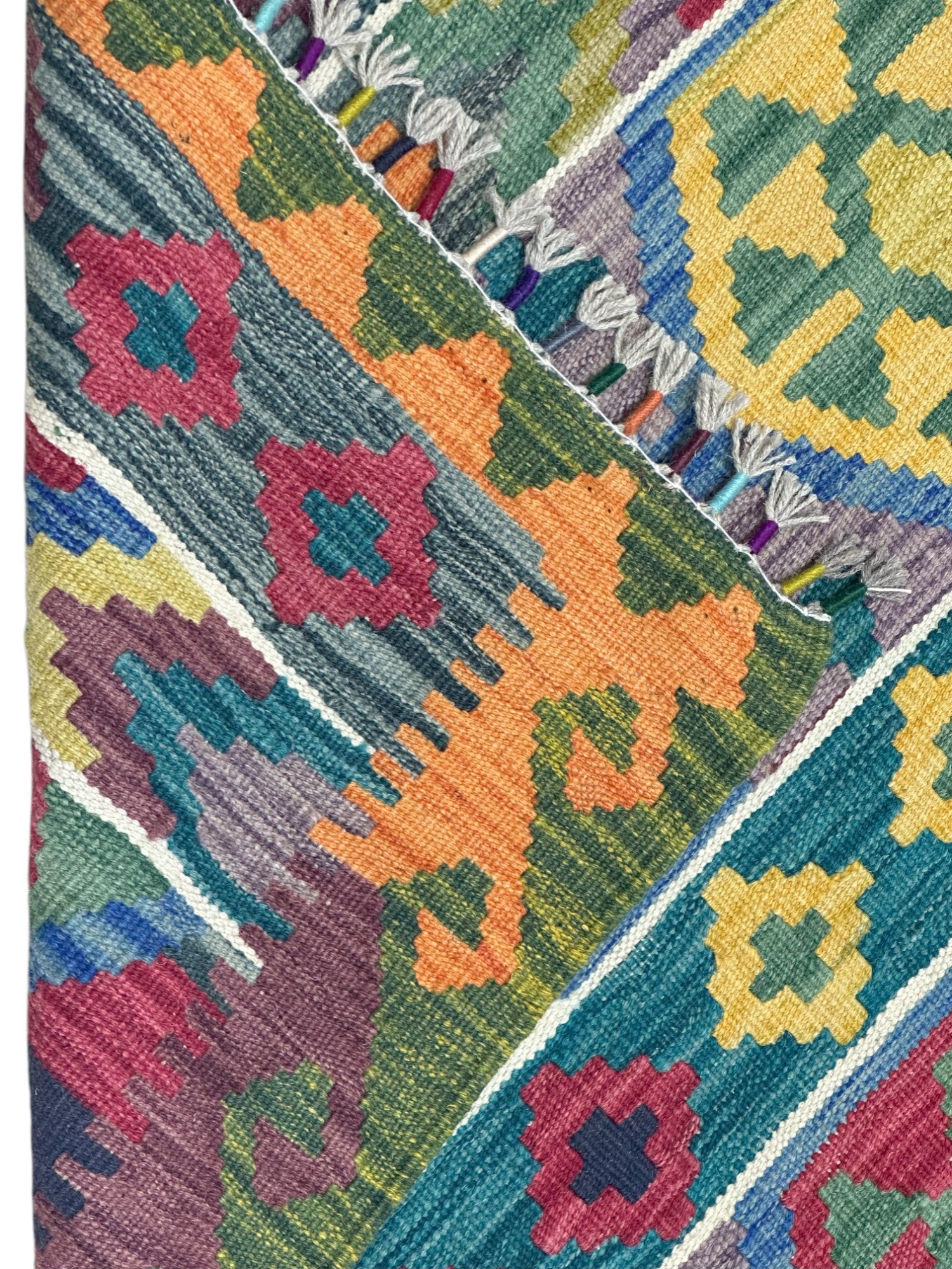 Hand-Woven Afghani Kilim Wool Rug 5’2” x 6’8”