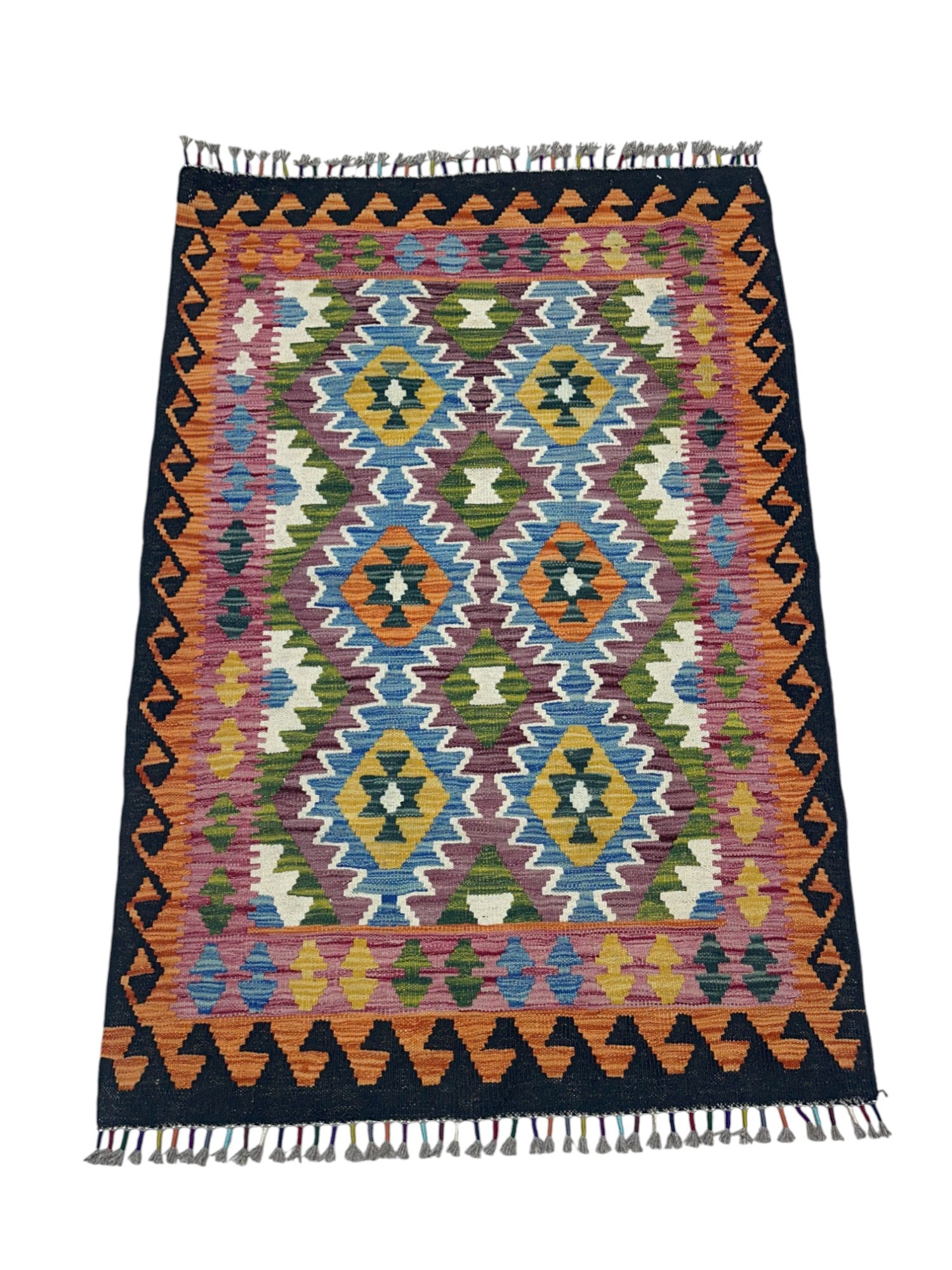 Hand-Woven Afghani Kilim Wool Rug 3’4” x 4’11”