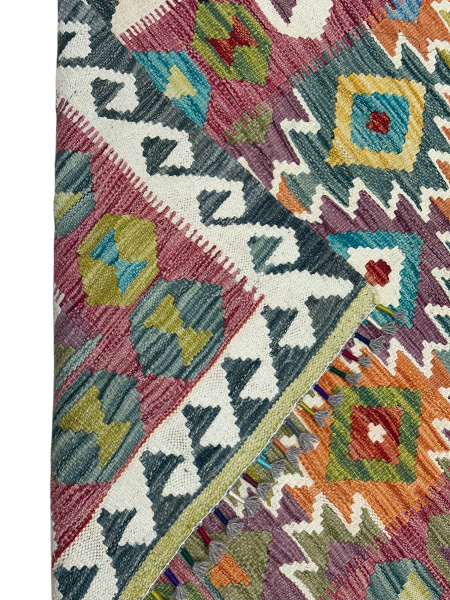 Hand-Woven Afghani Kilim Wool Rug 5'1" x 6'7"