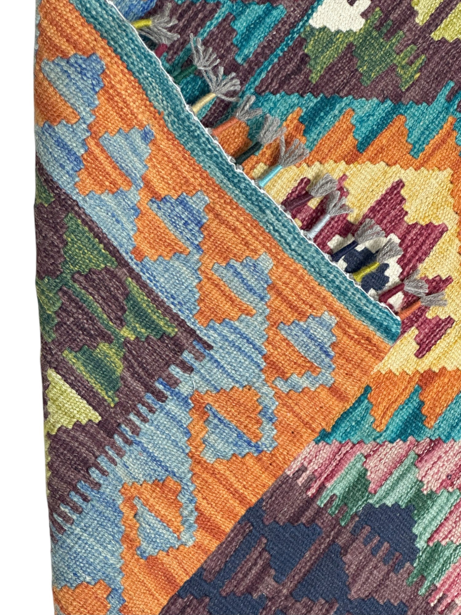 Hand-Woven Afghani Kilim Wool Rug 2'8" x 6'8"