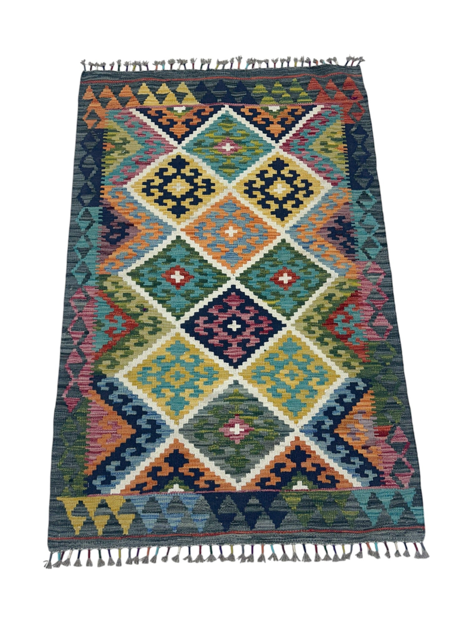 Hand-Woven Afghani Kilim Wool Rug 3'3" x 5'