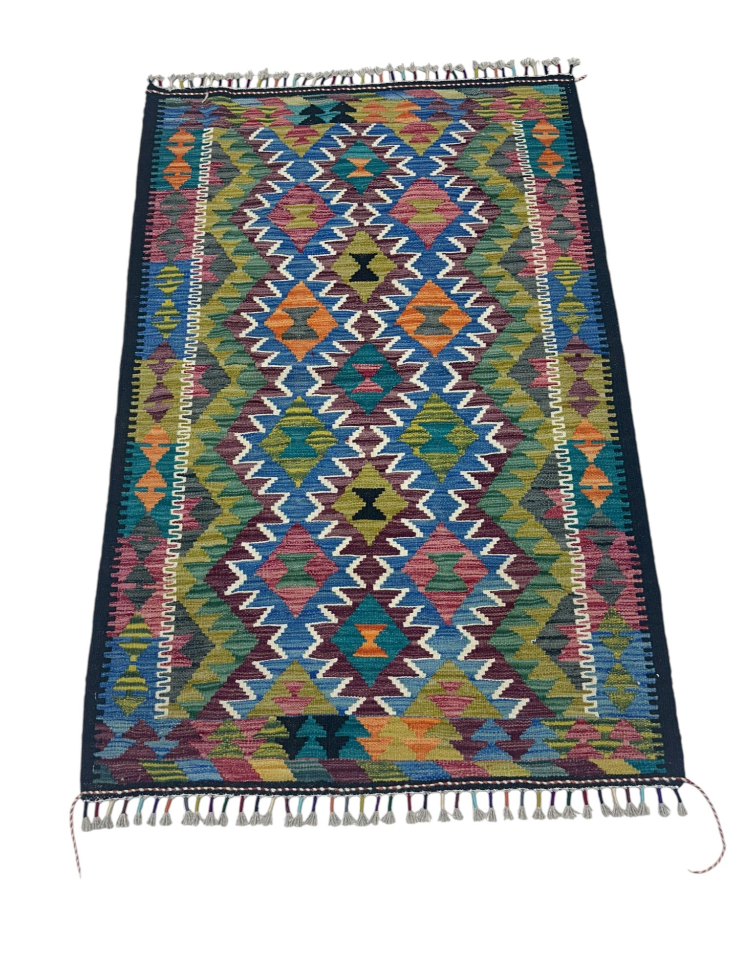 Hand-Woven Afghani Kilim Wool Rug 3’3” x 5’