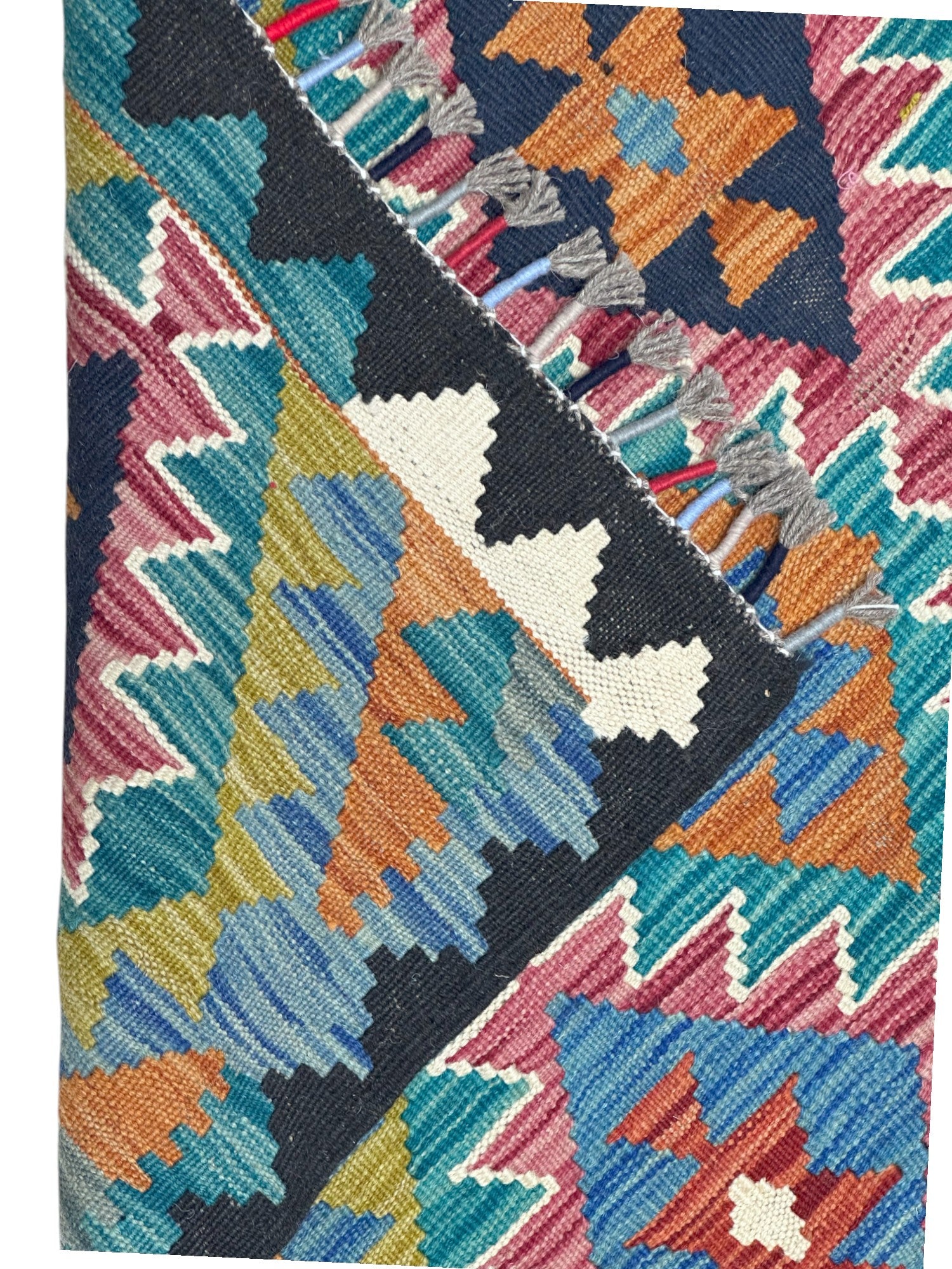 Hand-Woven Afghani Kilim Wool Rug 2'8" x 4'3"