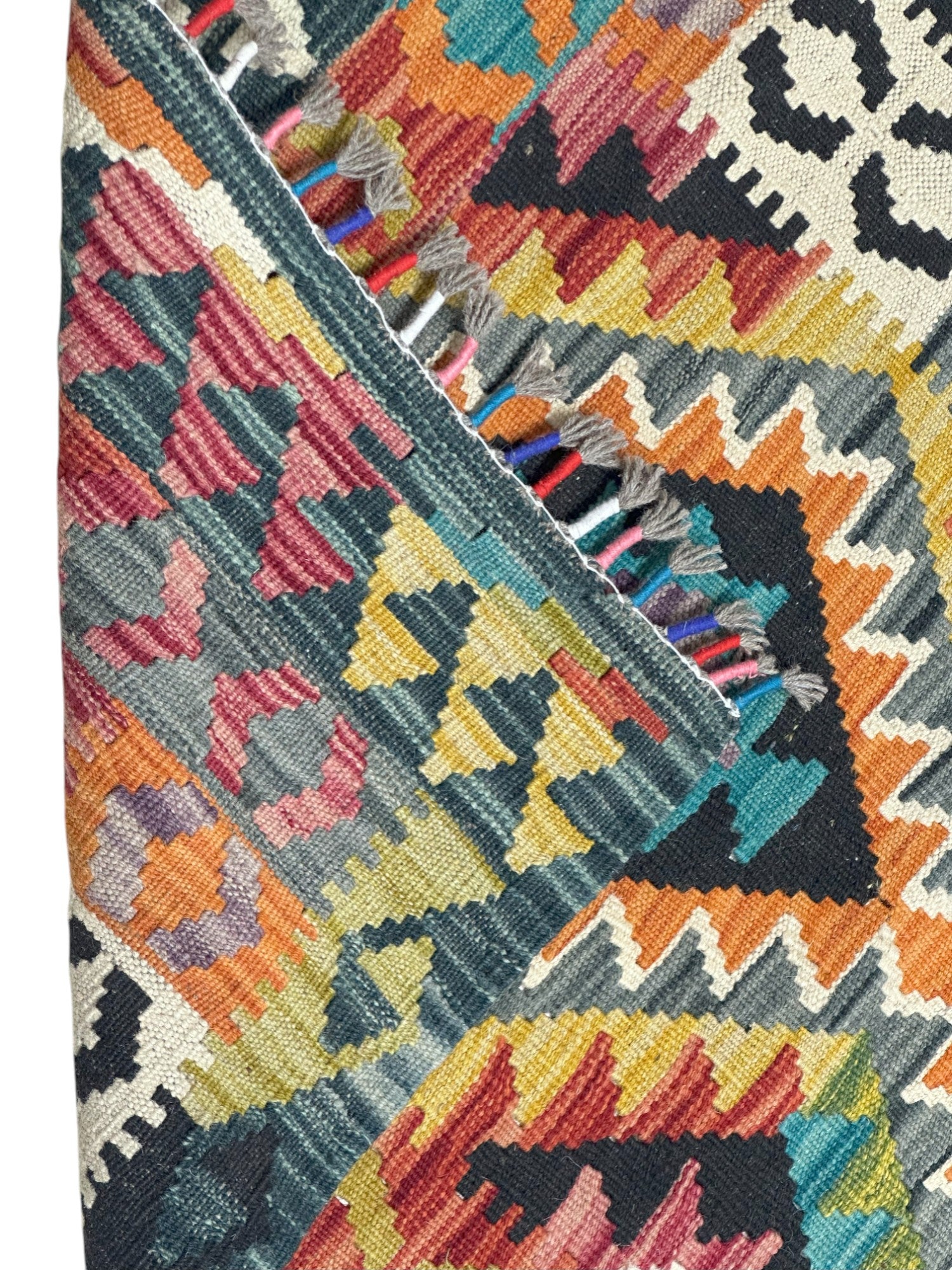 Hand-Woven Afghani Kilim Wool Rug 2'9" x 4'2"