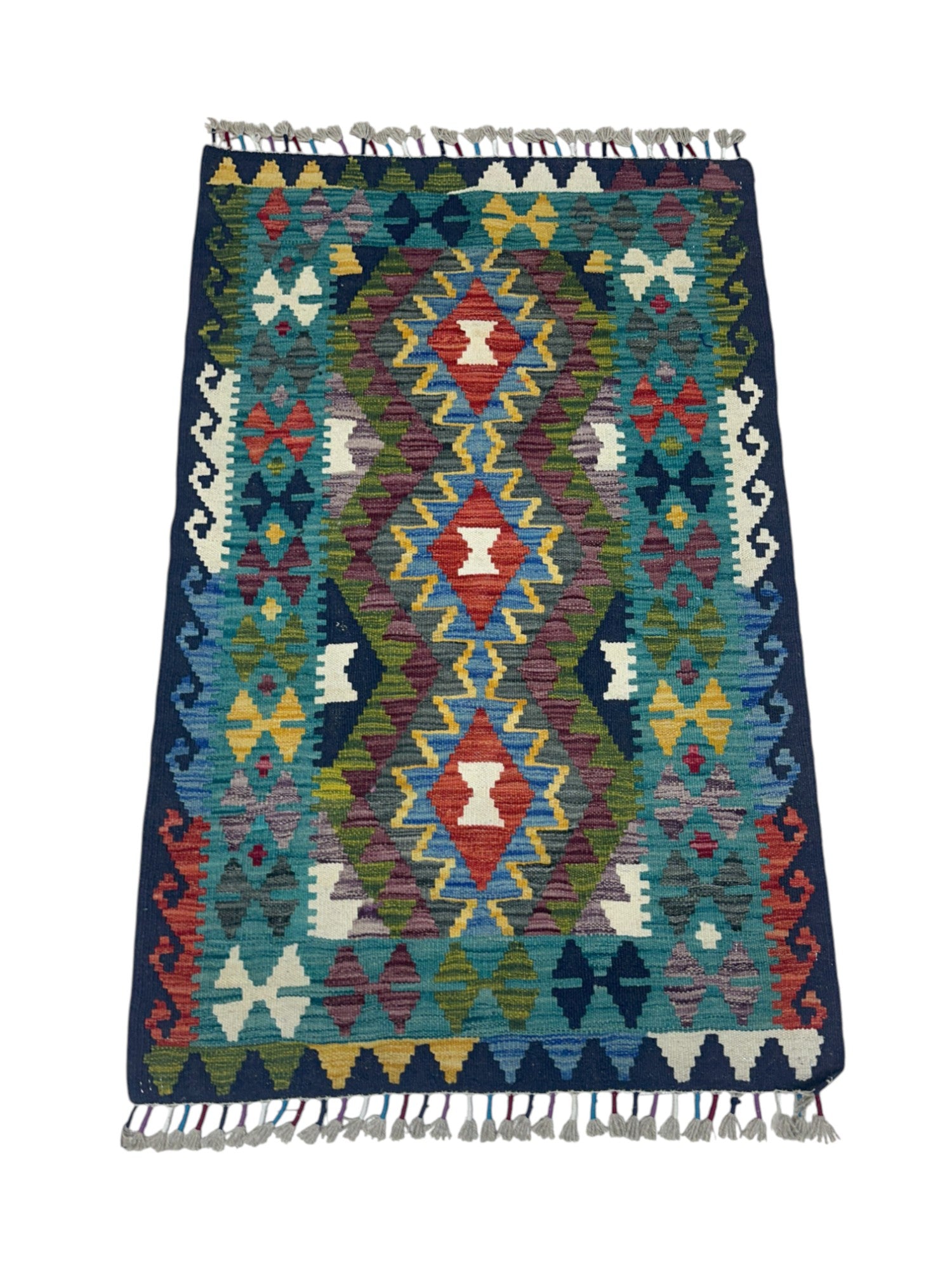 Hand-Woven Afghani Kilim Wool Rug 2'10" x 4'