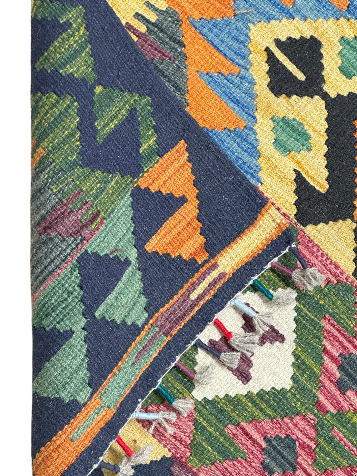 Hand-Woven Afghani Kilim Wool Rug 2'8" x 4'3"
