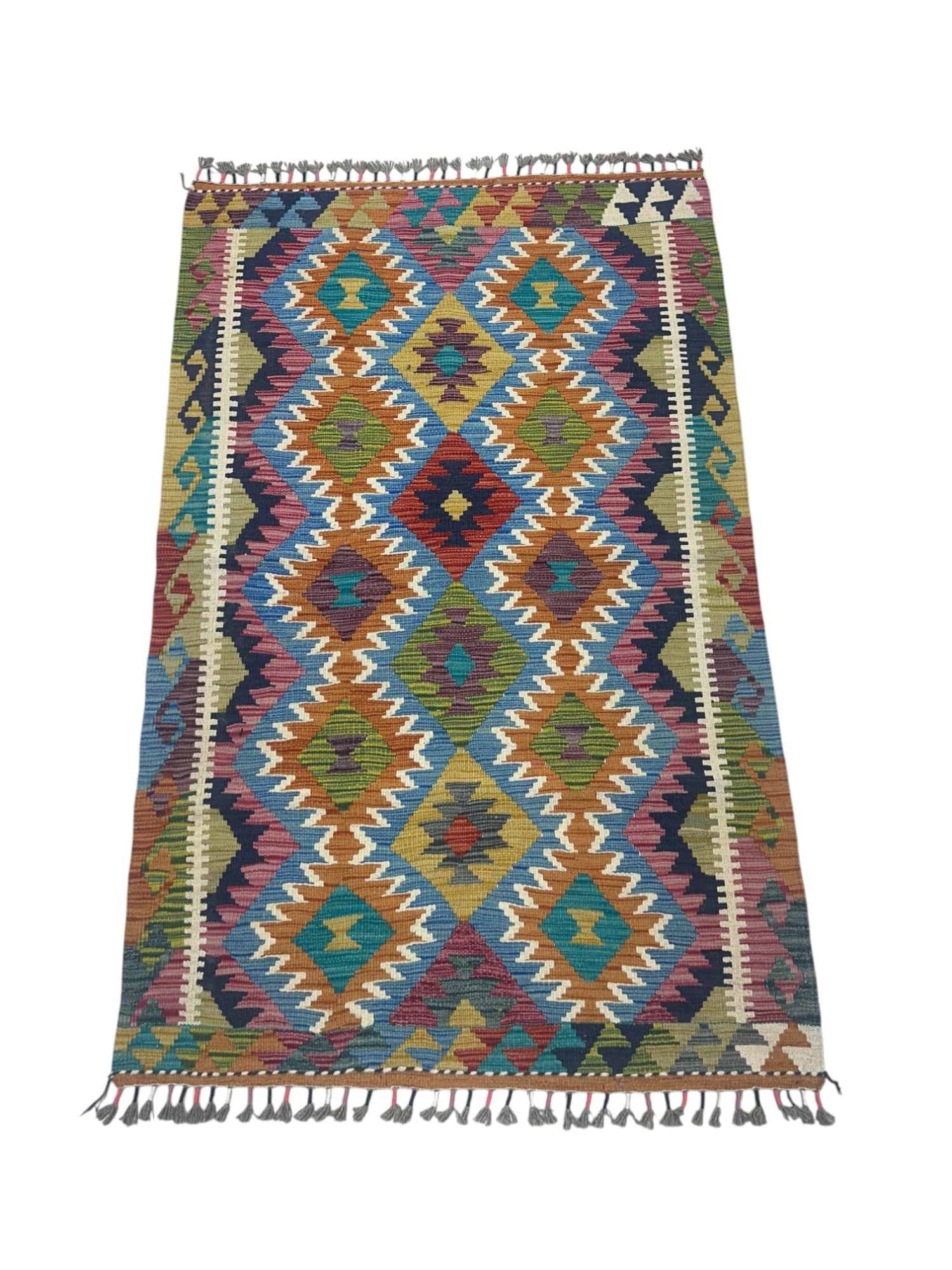Hand-Woven Afghani Kilim Wool Rug 2'7" x 4'1"