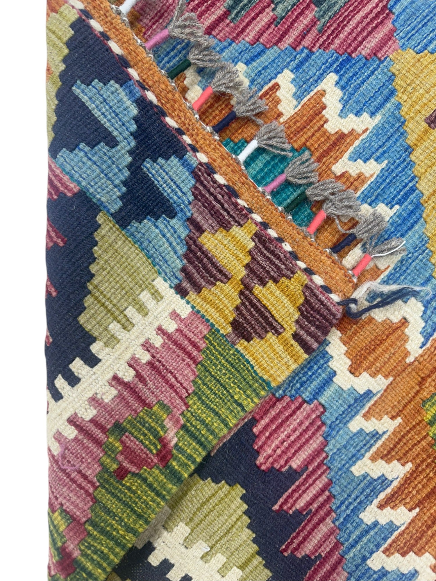 Hand-Woven Afghani Kilim Wool Rug 2'7" x 4'1"