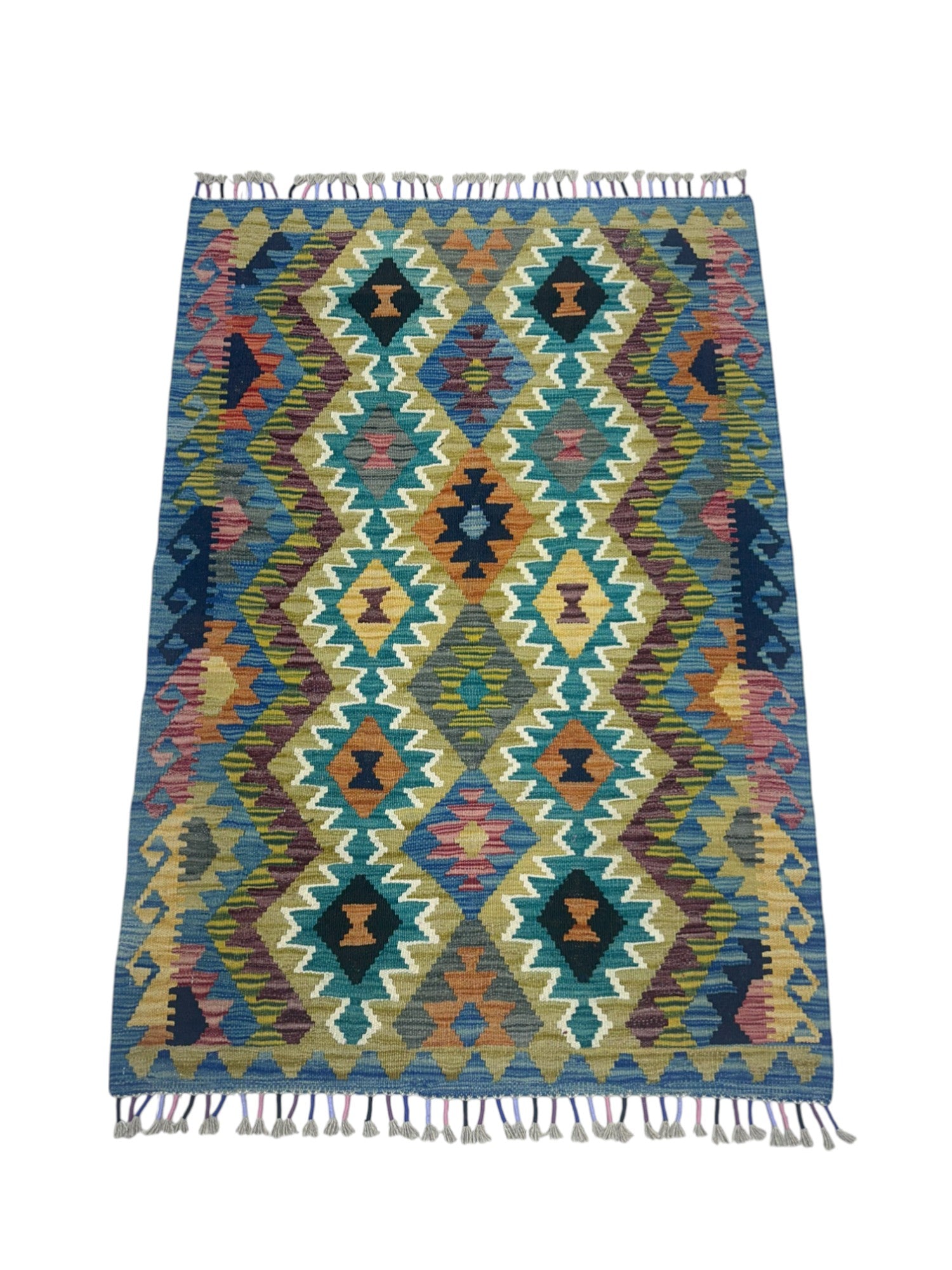 Hand-Woven Afghani Kilim Wool Rug 2' x 6'3"