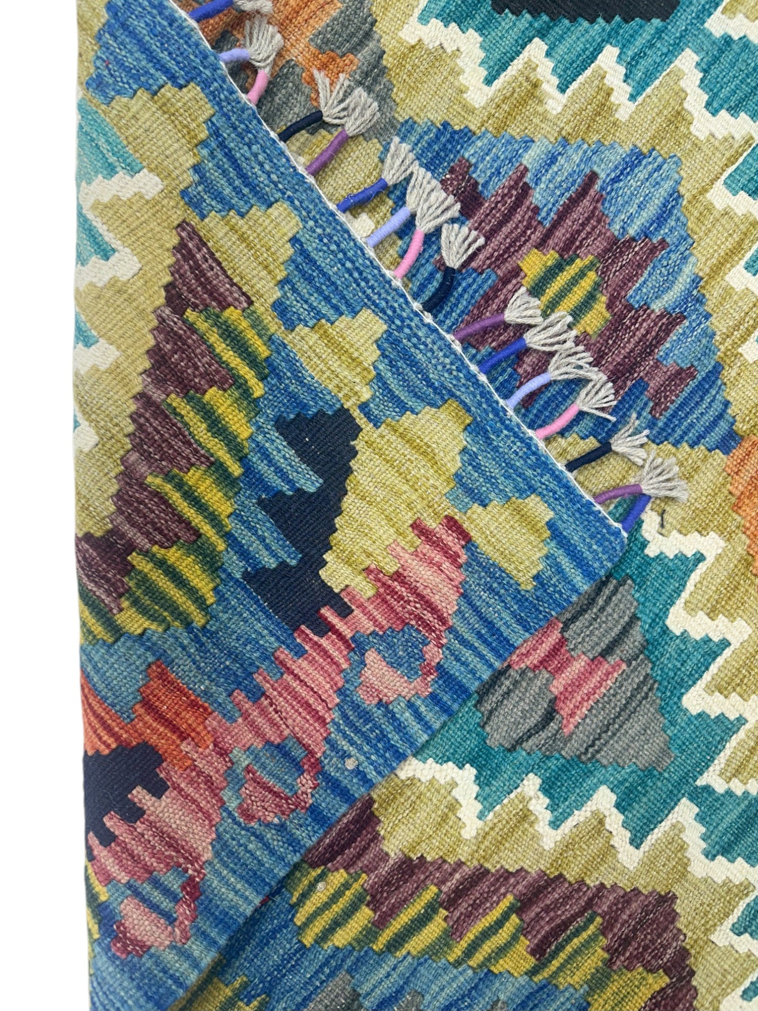 Hand-Woven Afghani Kilim Wool Rug 2' x 6'3"