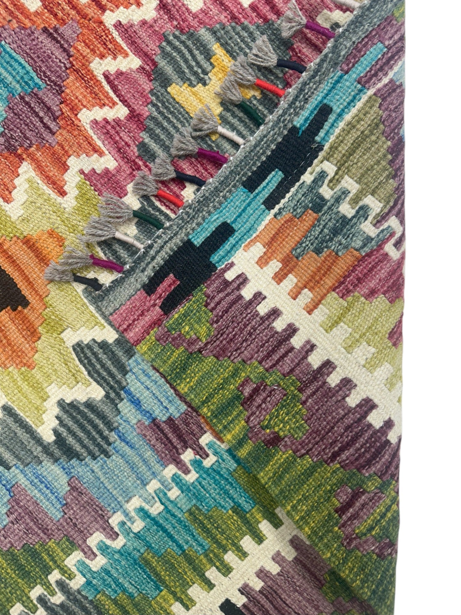 Hand-Woven Afghani Kilim Wool Rug 3'3" x 4'10"