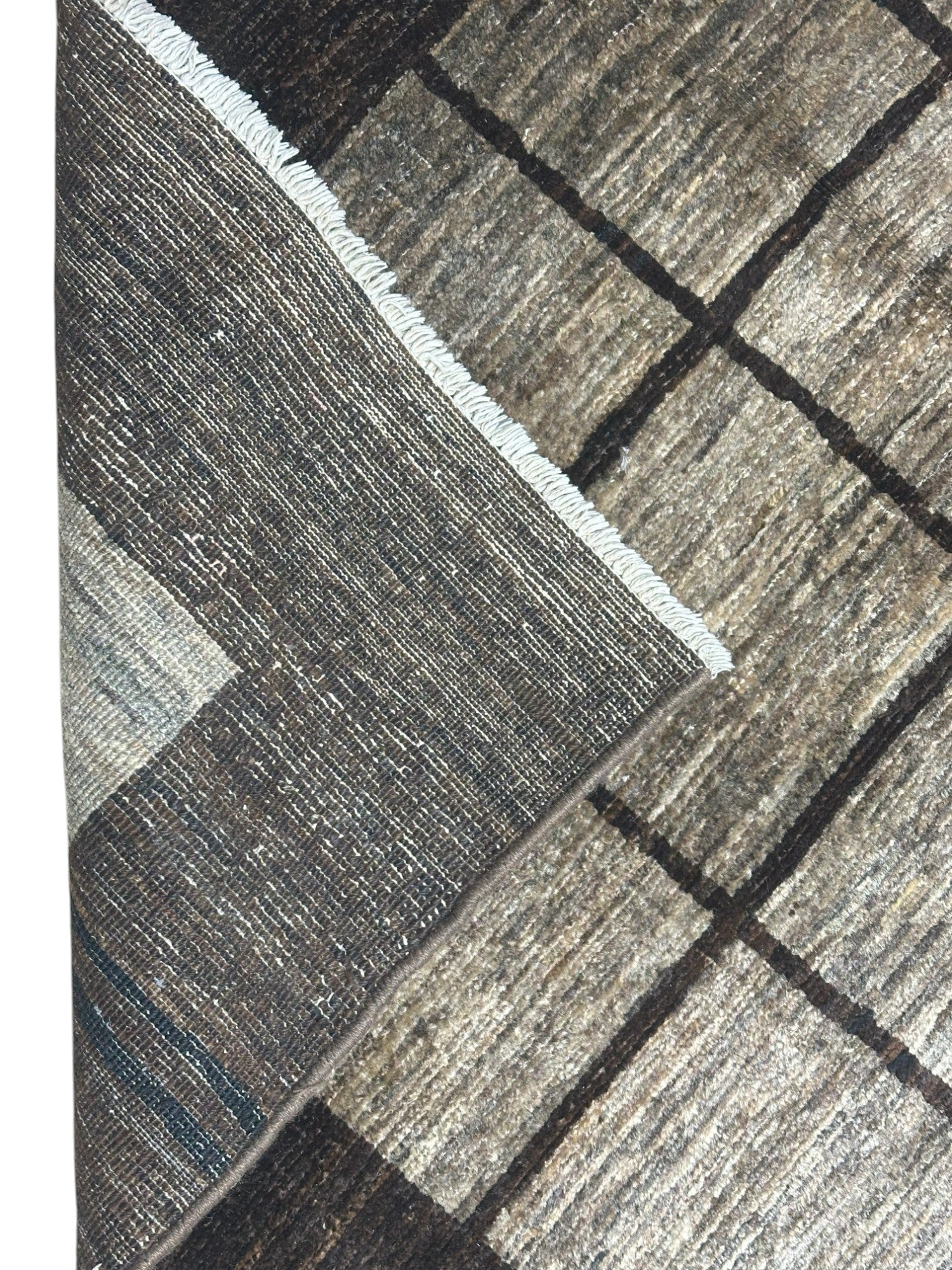 Hand-Knotted Afghani Kashi-yak kash Wool Rug Chocolate 4'7" x 5'10"