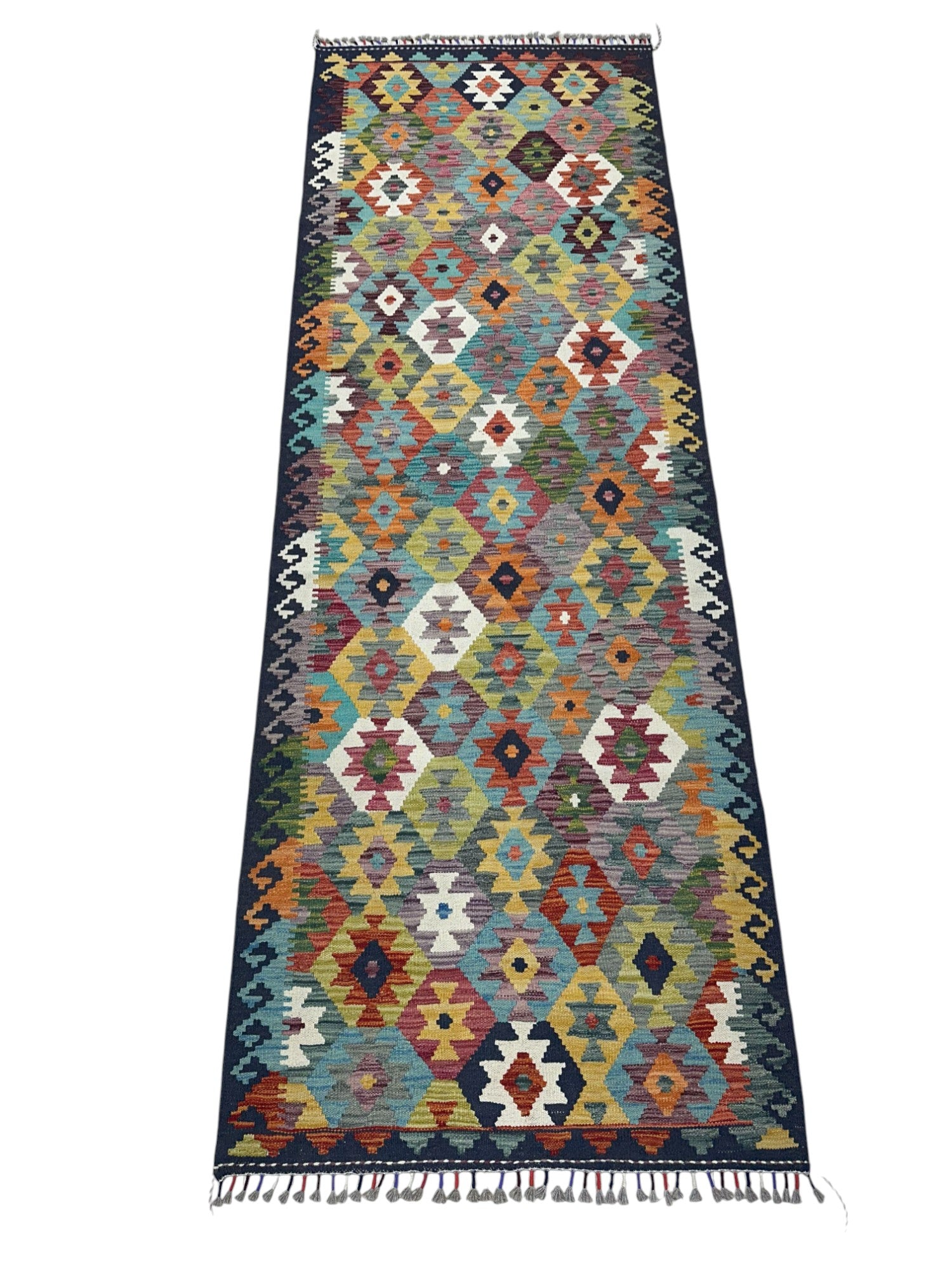 Hand-Woven Afghani Kilim Wool Rug 4'11" x 6'7"