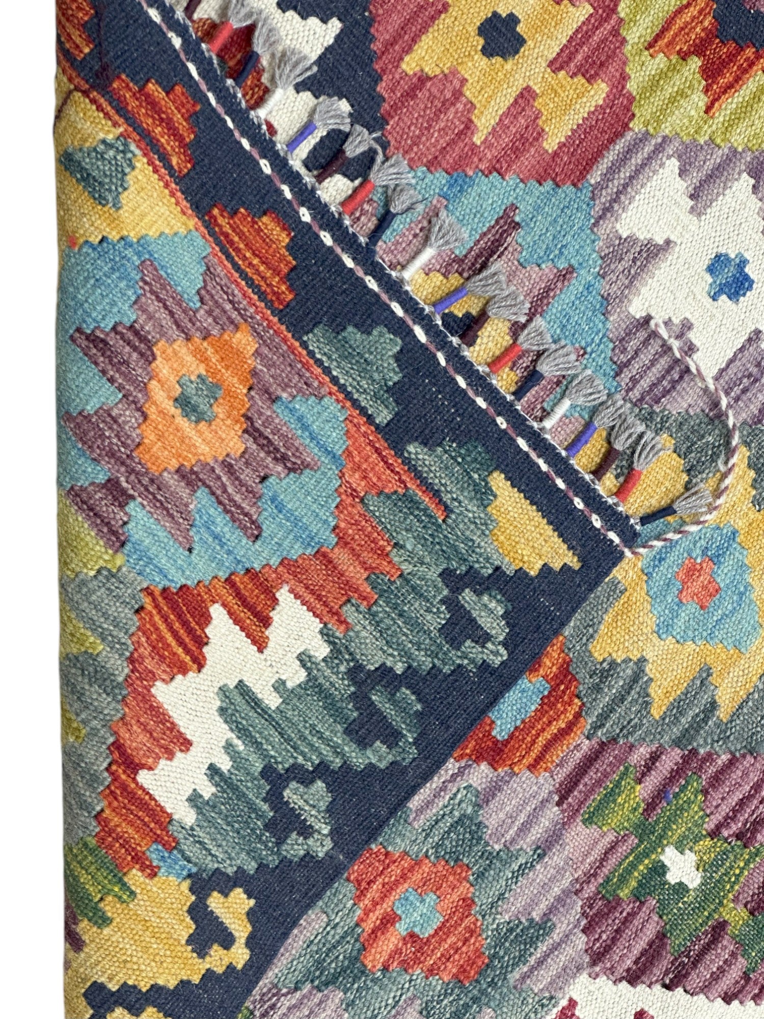 Hand-Woven Afghani Kilim Wool Rug 4'11" x 6'7"