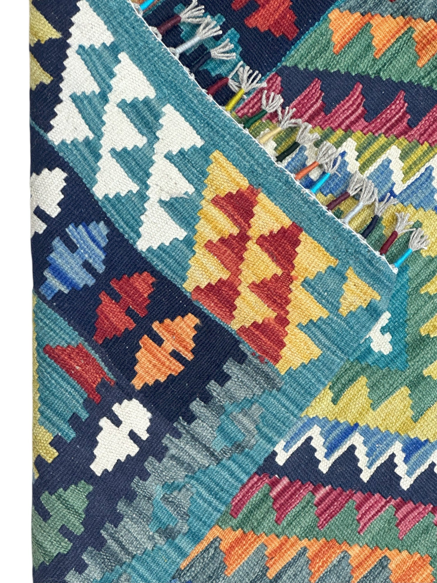 Hand-Woven Afghani Kilim Wool Rug 3'4" x 9'7"