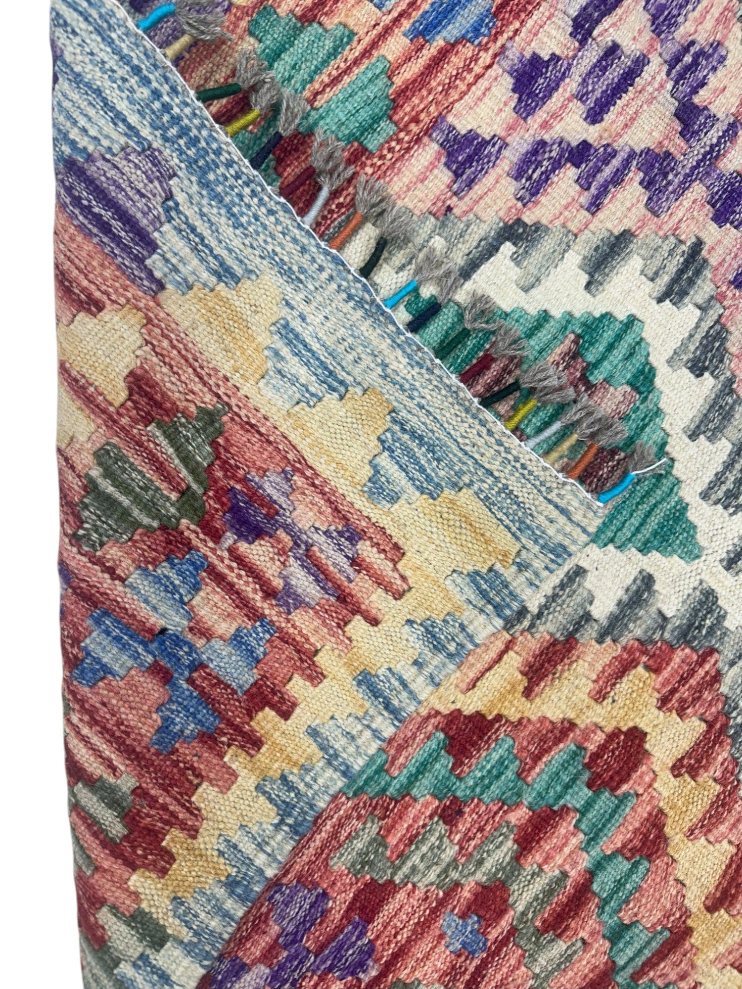 Hand-Woven Afghani Kilim Wool Rug 4’ x 7’1”