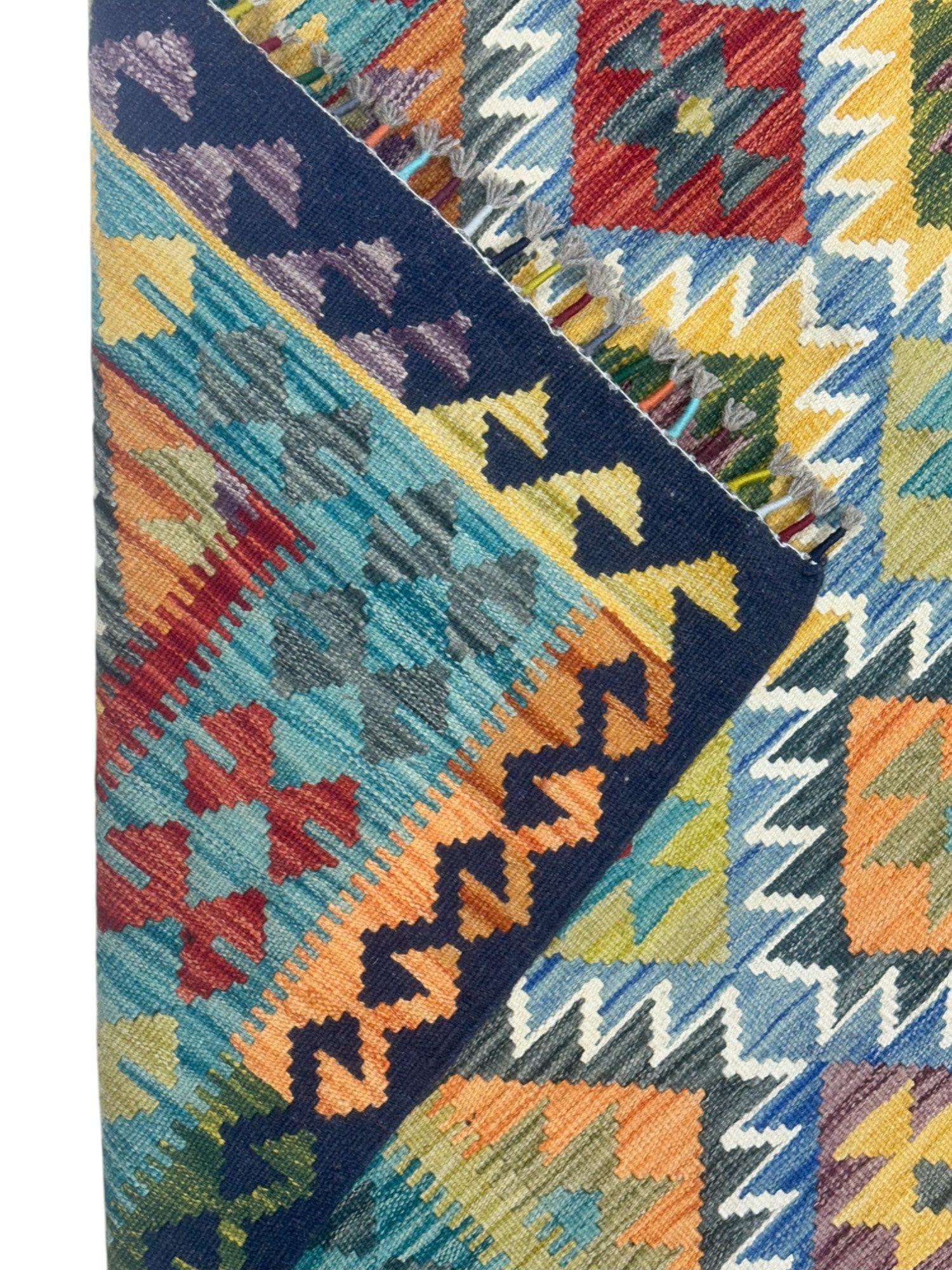 Hand-Woven Afghani Kilim Wool Rug 5'1" x 6'8"