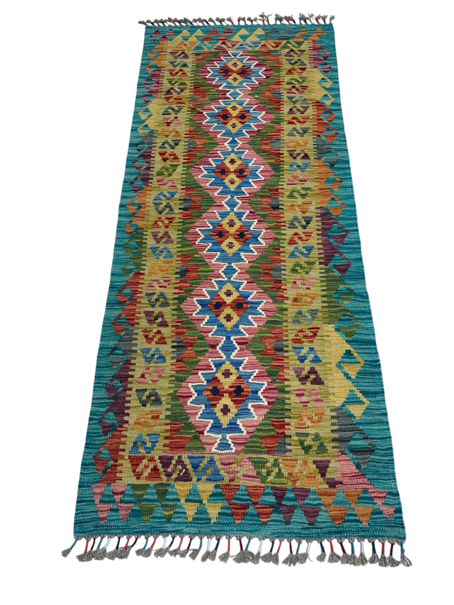 Hand-Woven Afghani Kilim Wool Rug 4' x 7'1"