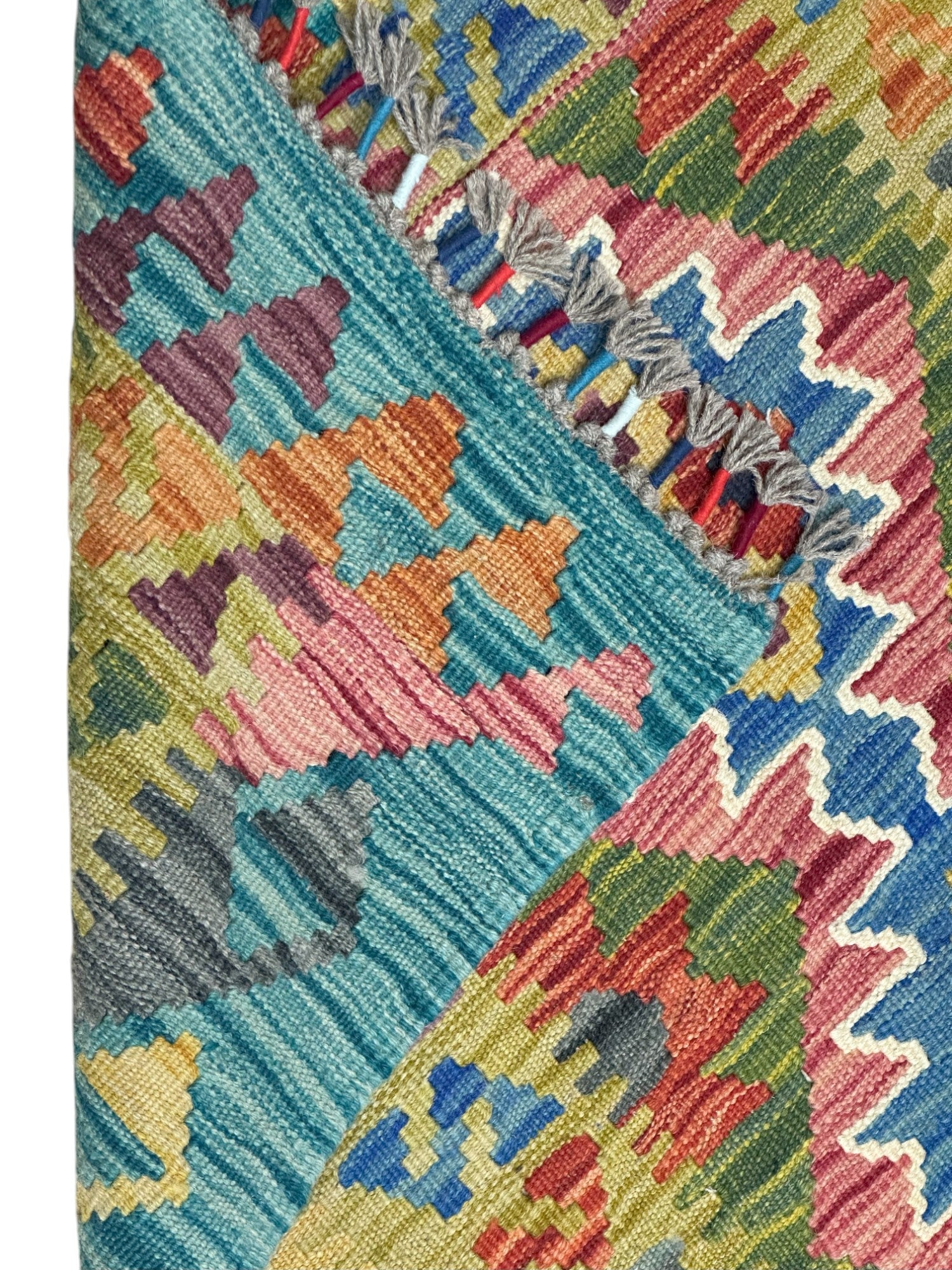 Hand-Woven Afghani Kilim Wool Rug 4' x 7'1"