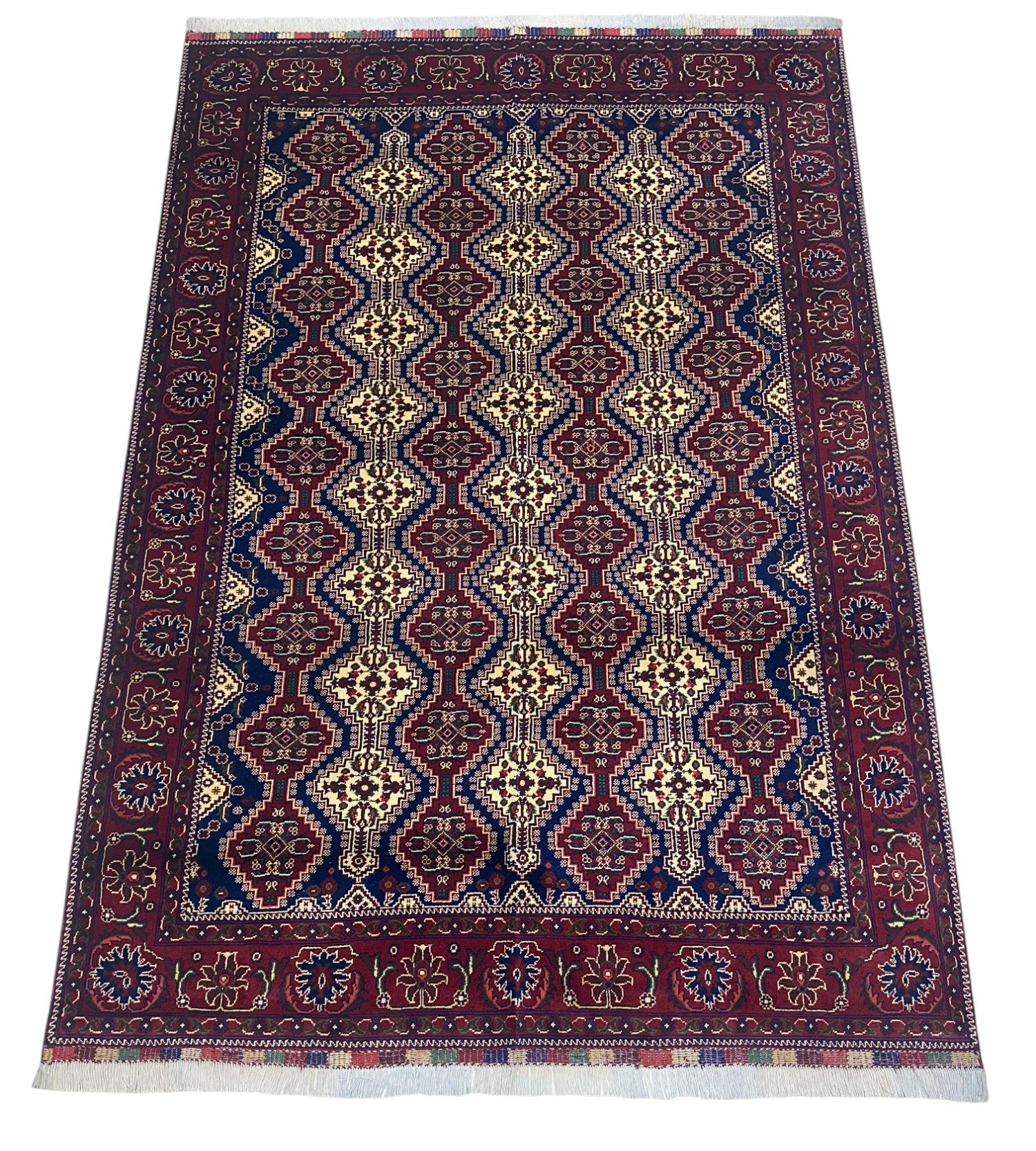 Hand-Knotted Afghani Yusufbai Wool Rug – 6’10″ x 9’10″