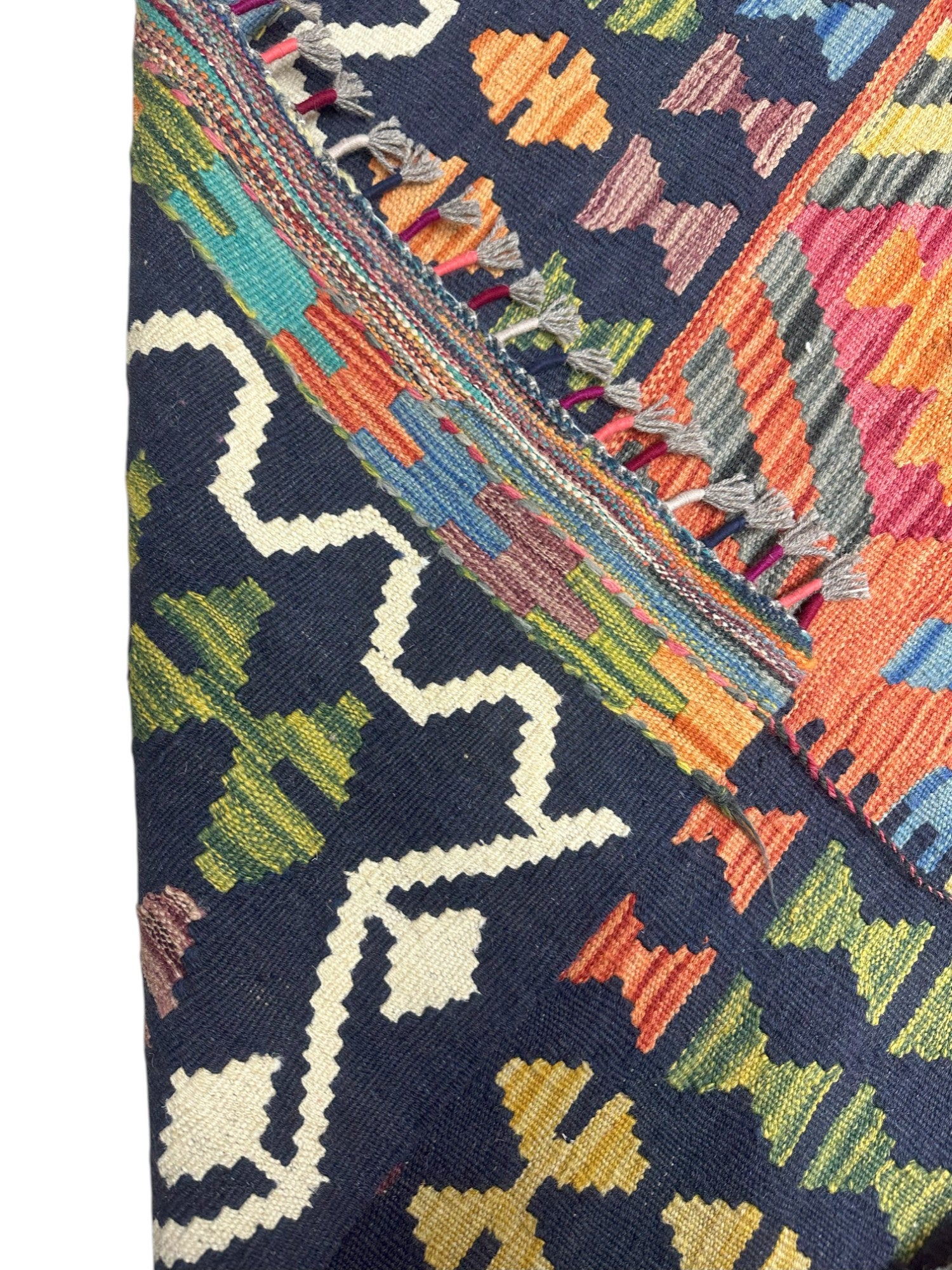 Hand-Woven Afghani Kilim Wool Rug 5’11" x 8’