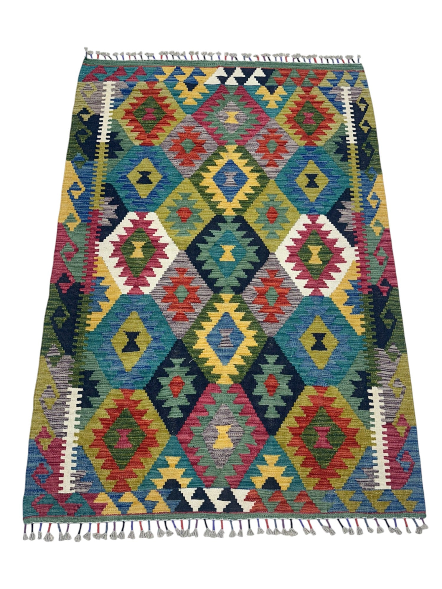 Hand-Woven Afghani Kilim Wool Rug 6' x 8'