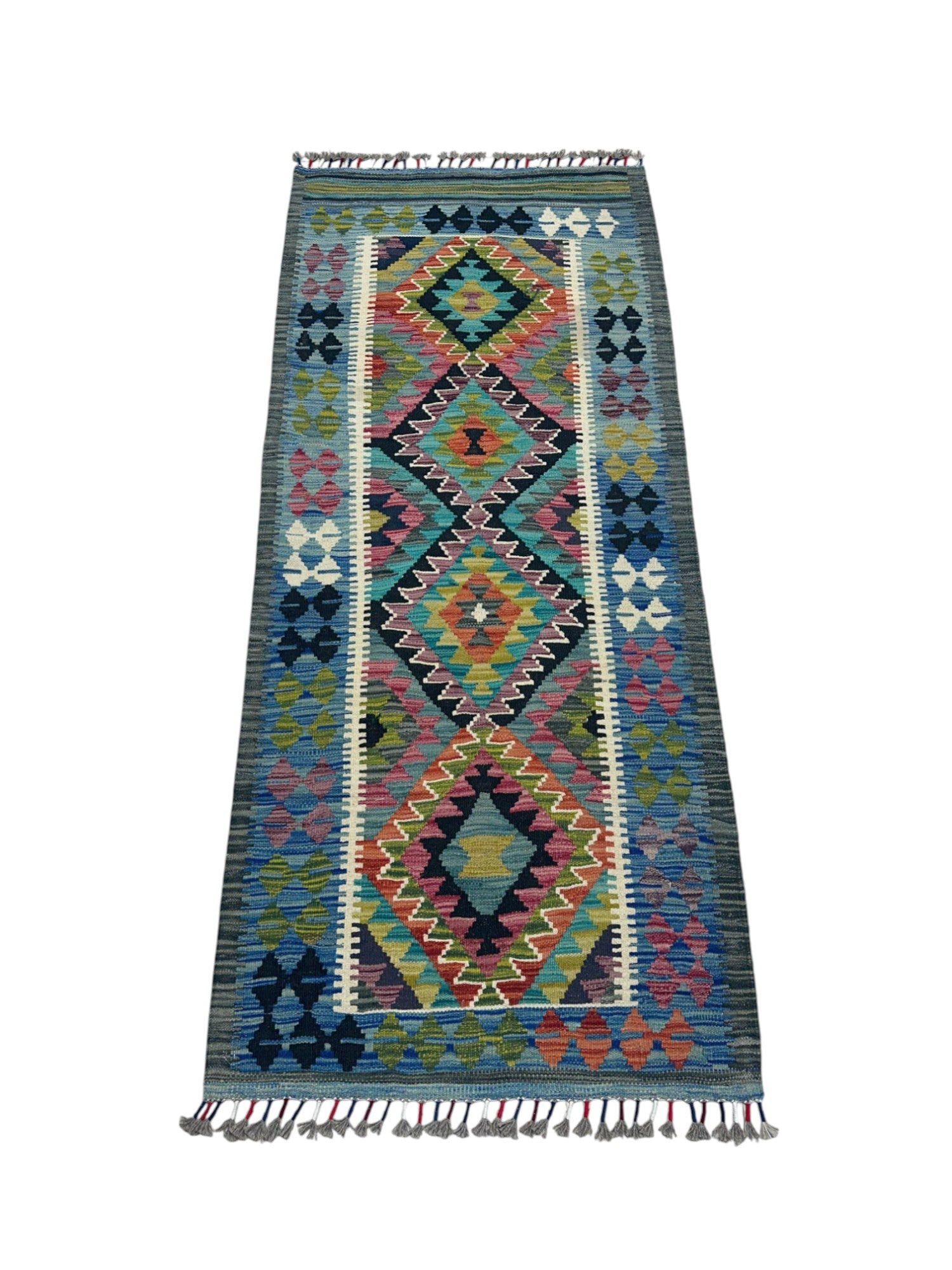 Hand-Woven Afghani Kilim Wool Rug 4'1" x 5'11"