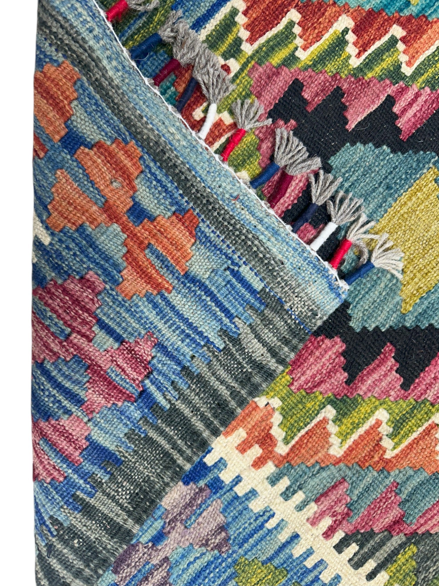 Hand-Woven Afghani Kilim Wool Rug 4'1" x 5'11"